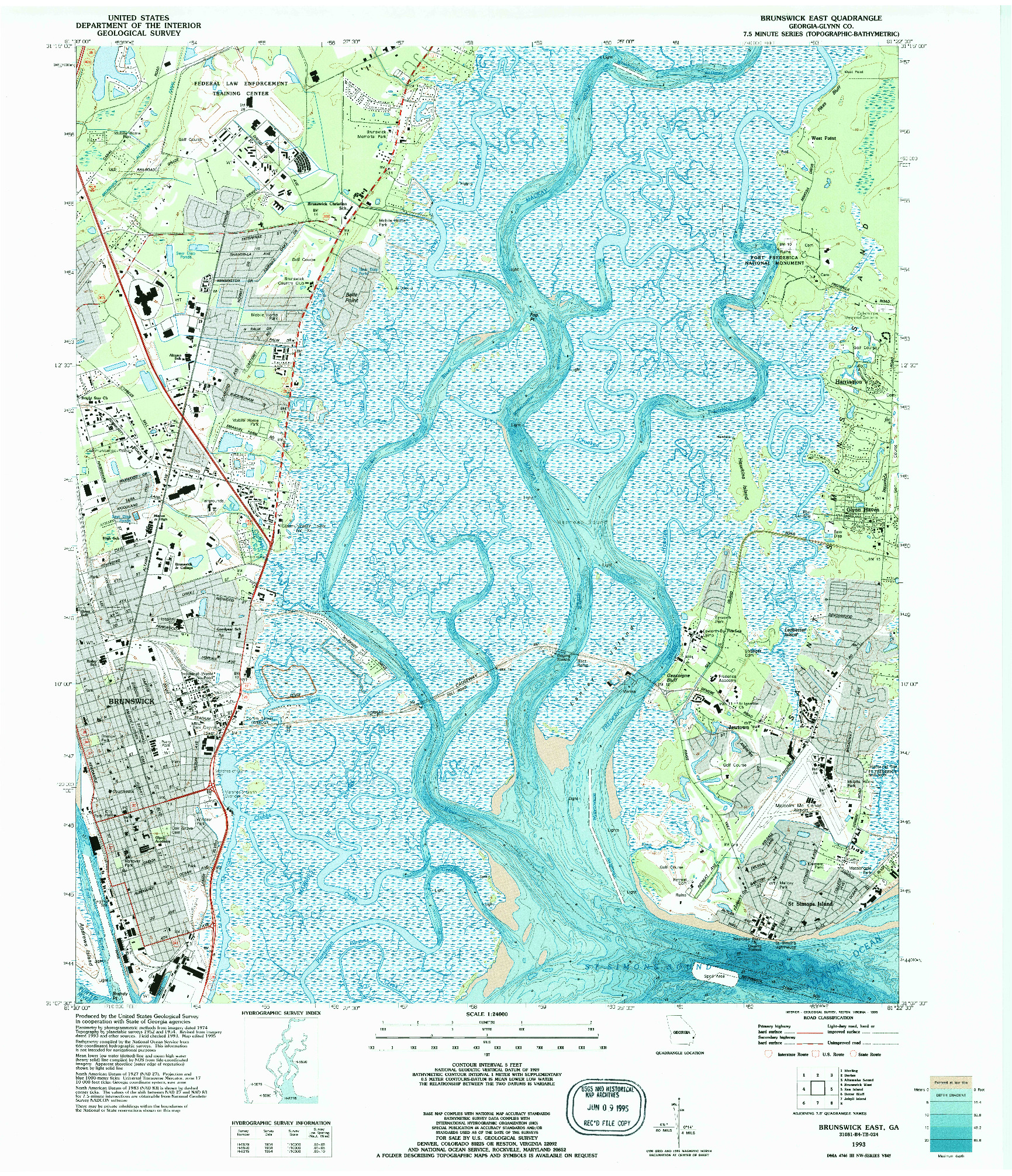 USGS 1:24000-SCALE QUADRANGLE FOR BRUNSWICK EAST, GA 1993