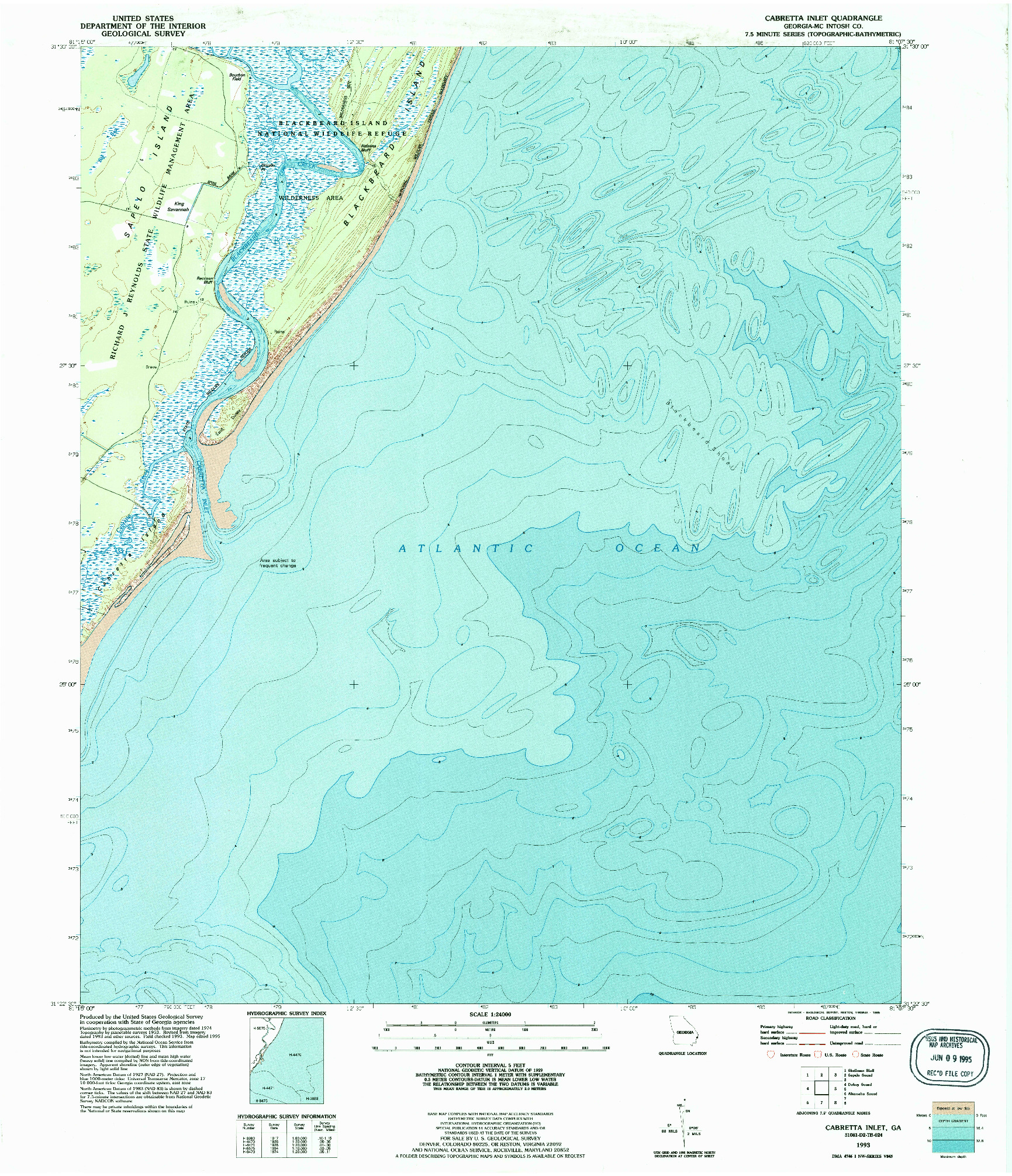 USGS 1:24000-SCALE QUADRANGLE FOR CABRETTA INLET, GA 1993