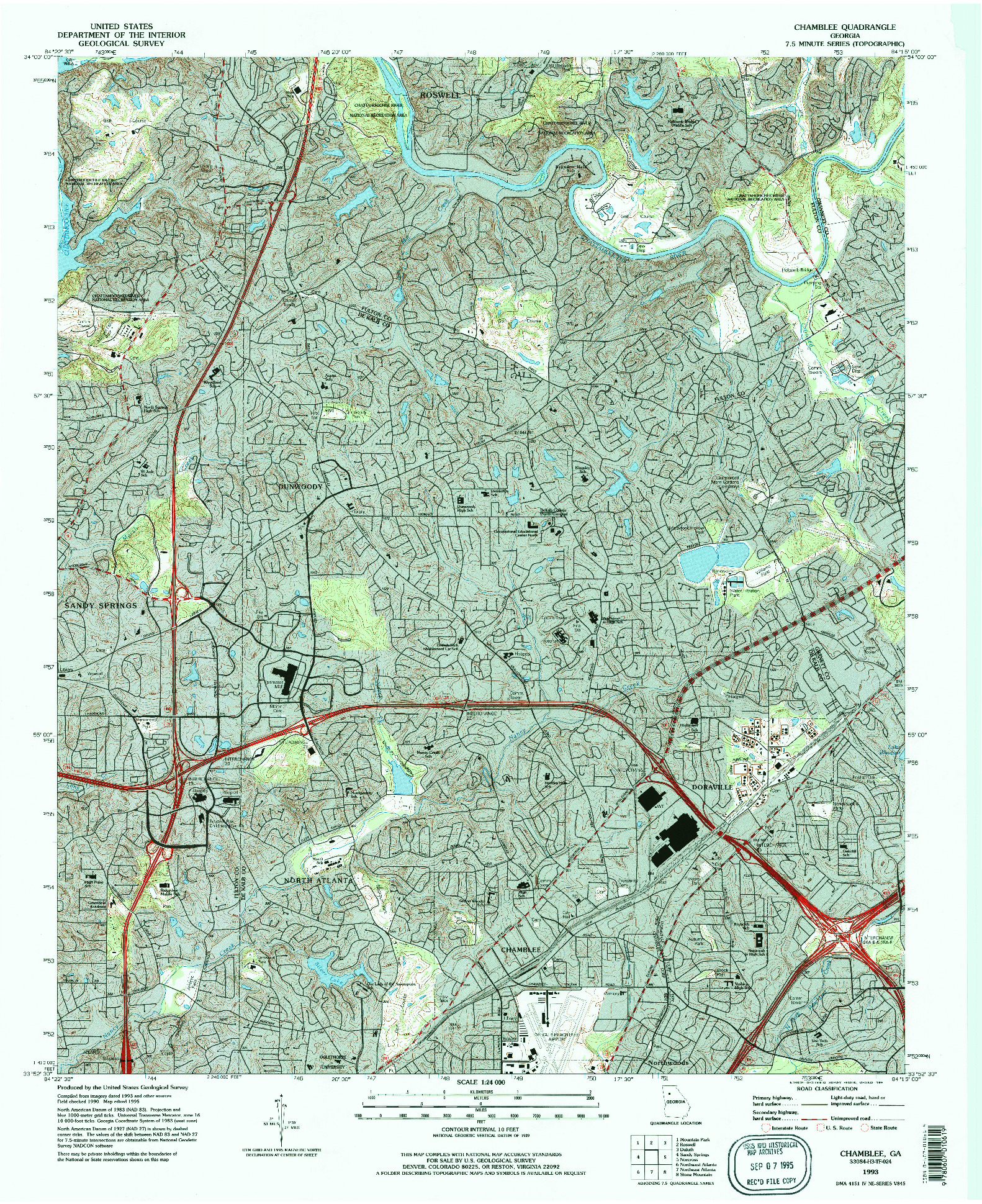 USGS 1:24000-SCALE QUADRANGLE FOR CHAMBLEE, GA 1993