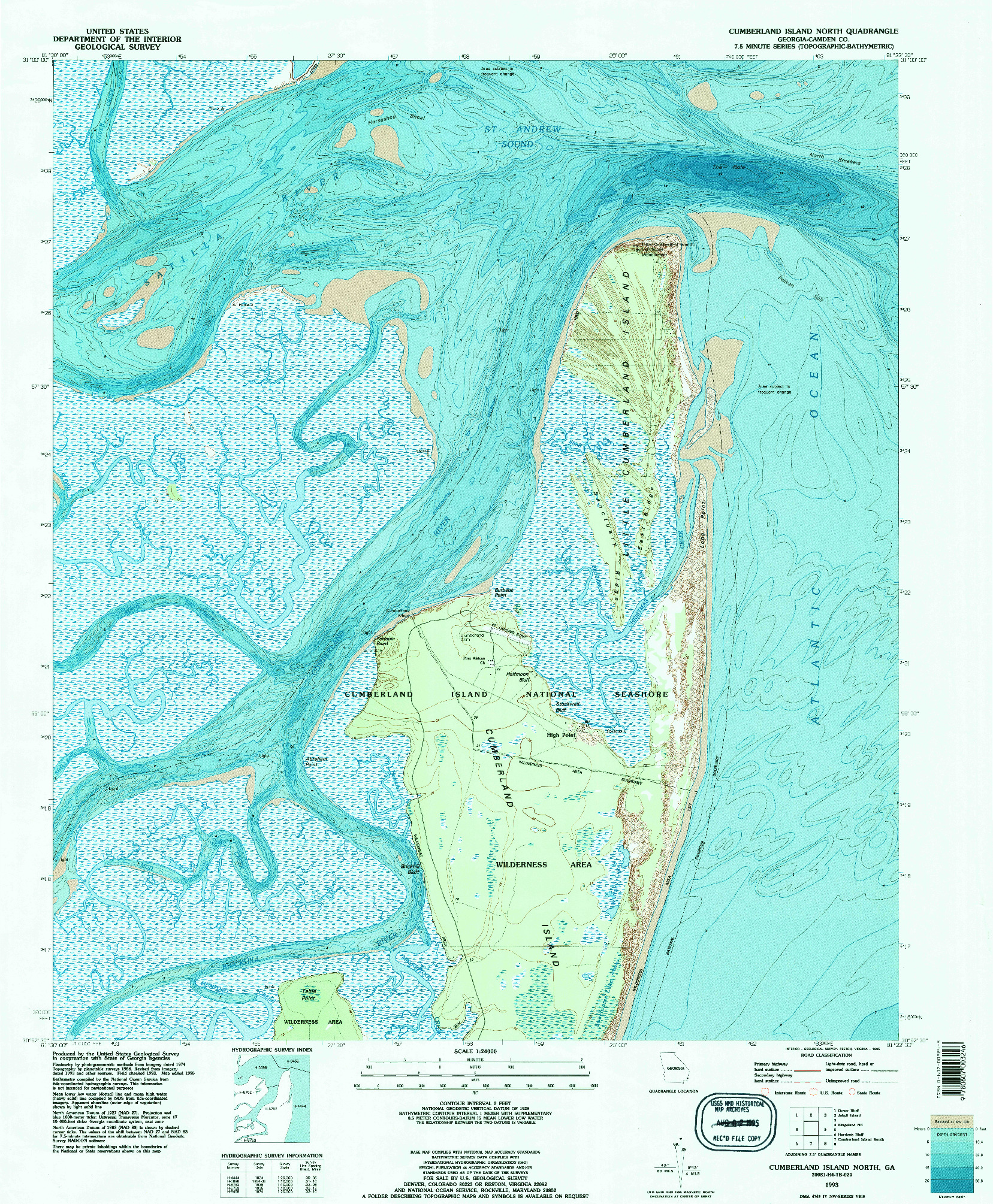 USGS 1:24000-SCALE QUADRANGLE FOR CUMBERLAND ISLAND NORTH, GA 1993