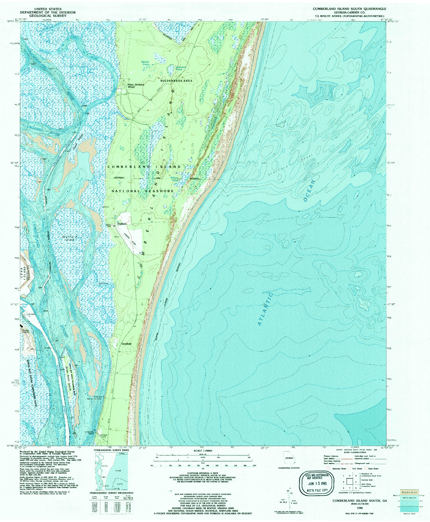 USGS 1:24000-SCALE QUADRANGLE FOR CUMBERLAND ISLAND SOUTH, GA 1994