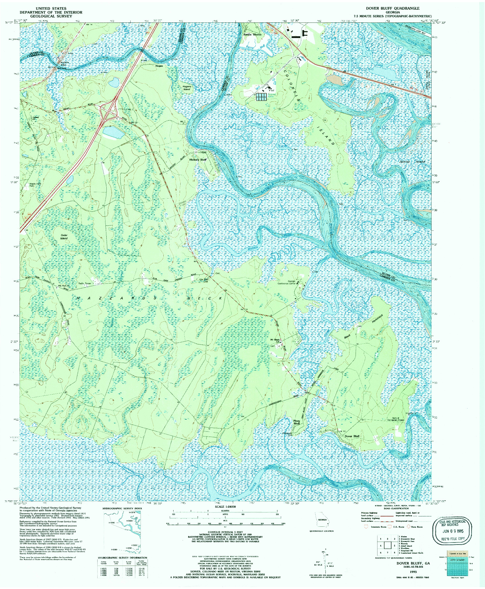USGS 1:24000-SCALE QUADRANGLE FOR DOVER BLUFF, GA 1993