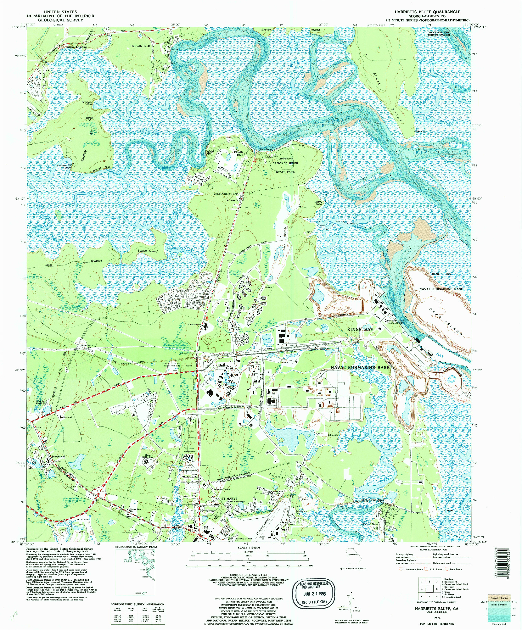 USGS 1:24000-SCALE QUADRANGLE FOR HARRIETTS BLUFF, GA 1994