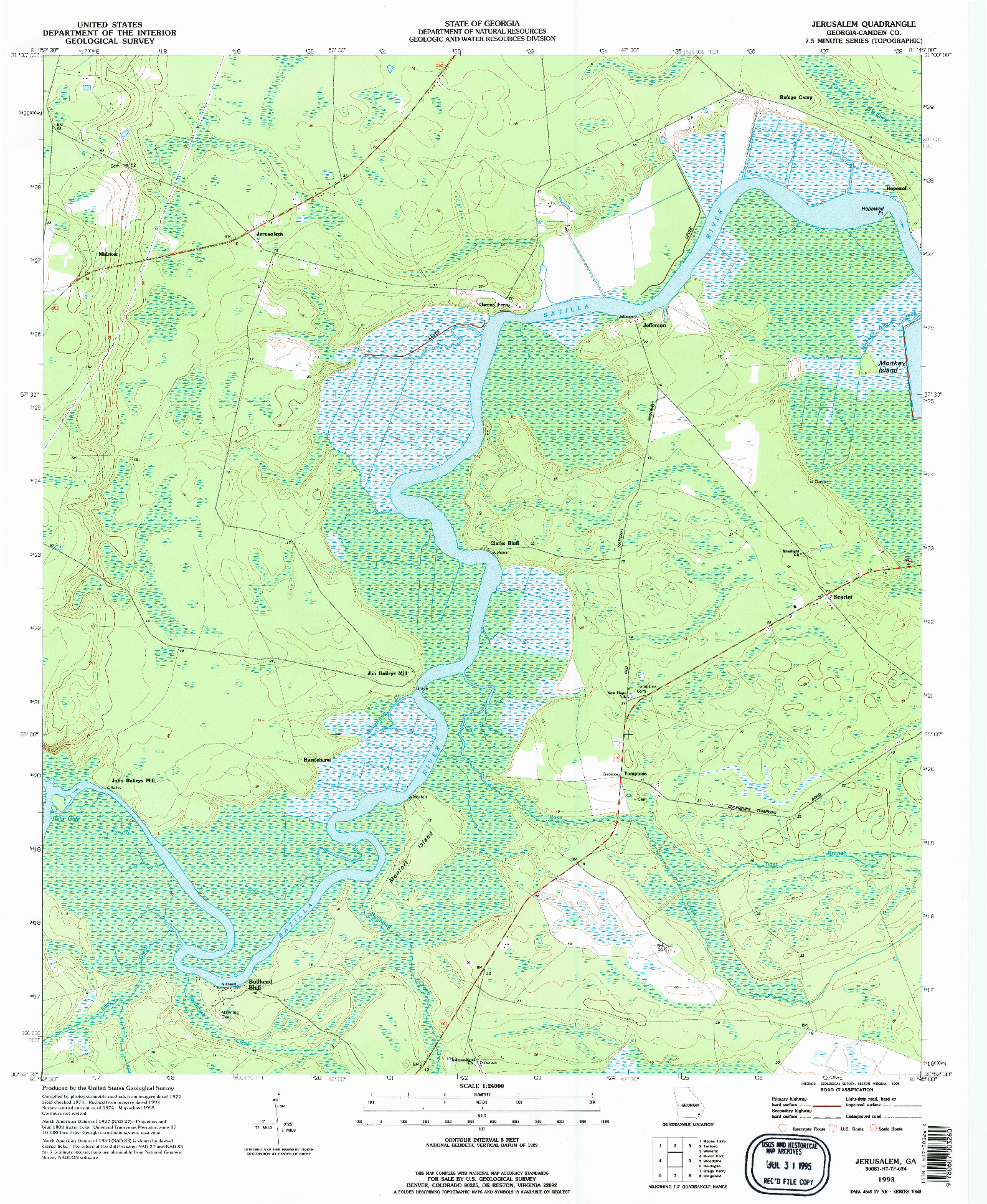 USGS 1:24000-SCALE QUADRANGLE FOR JERUSALEM, GA 1993