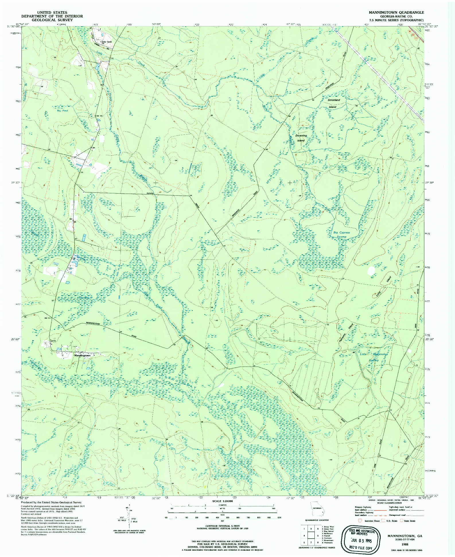 USGS 1:24000-SCALE QUADRANGLE FOR MANNINGTOWN, GA 1988