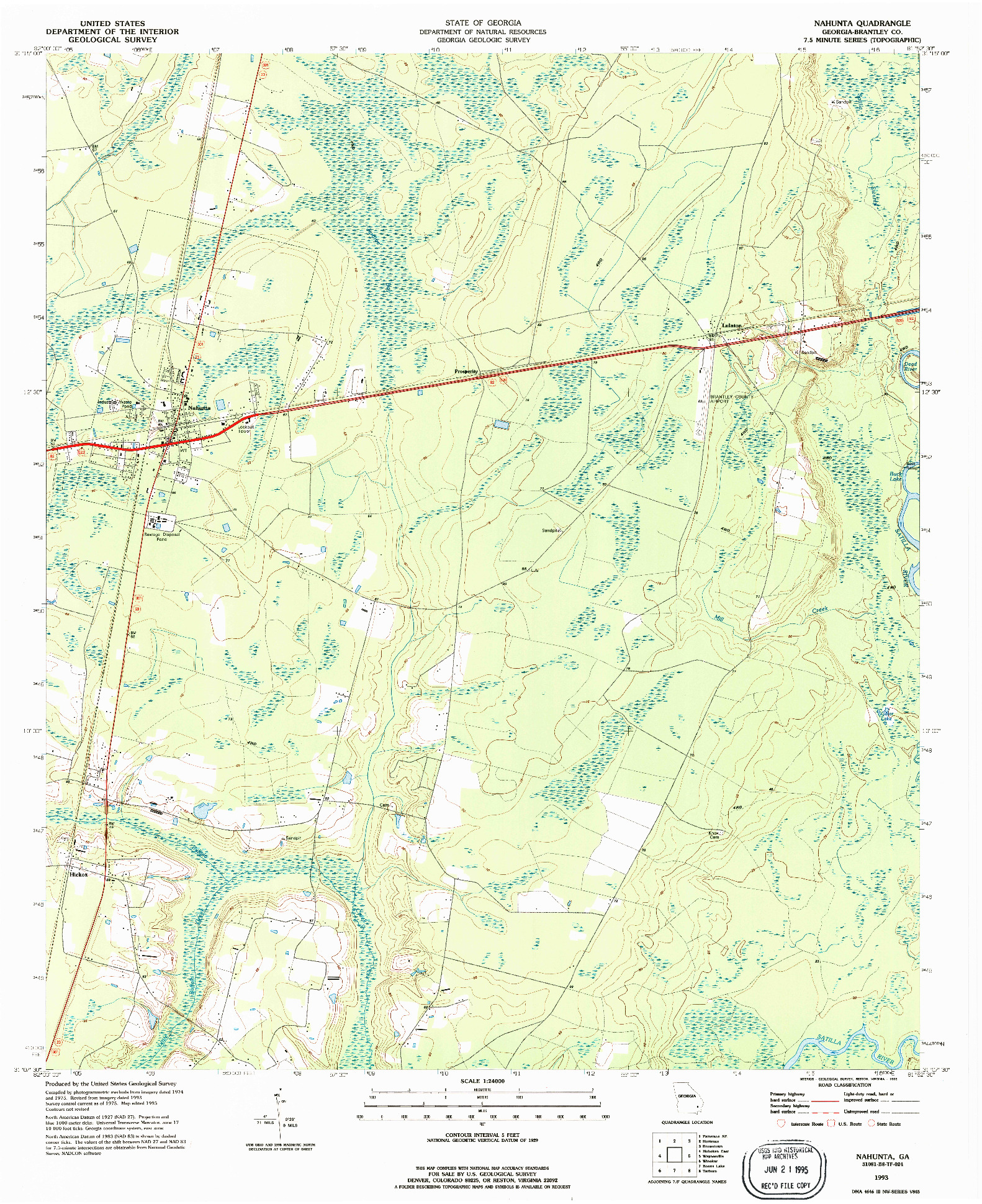 USGS 1:24000-SCALE QUADRANGLE FOR NAHUNTA, GA 1993