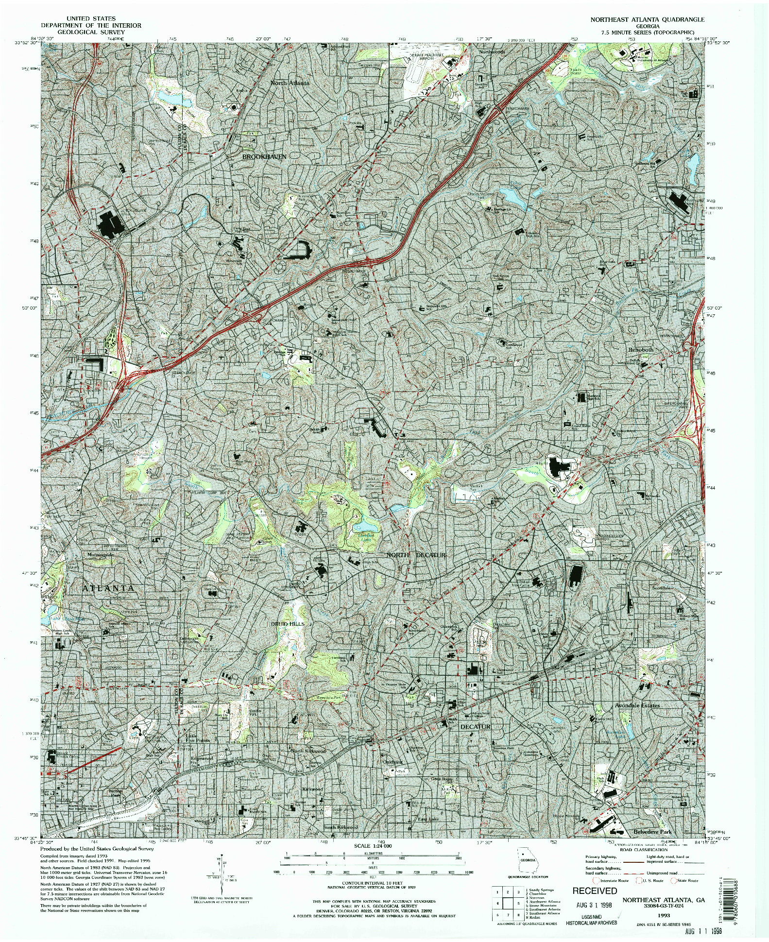 USGS 1:24000-SCALE QUADRANGLE FOR NORTHEAST ATLANTA, GA 1993