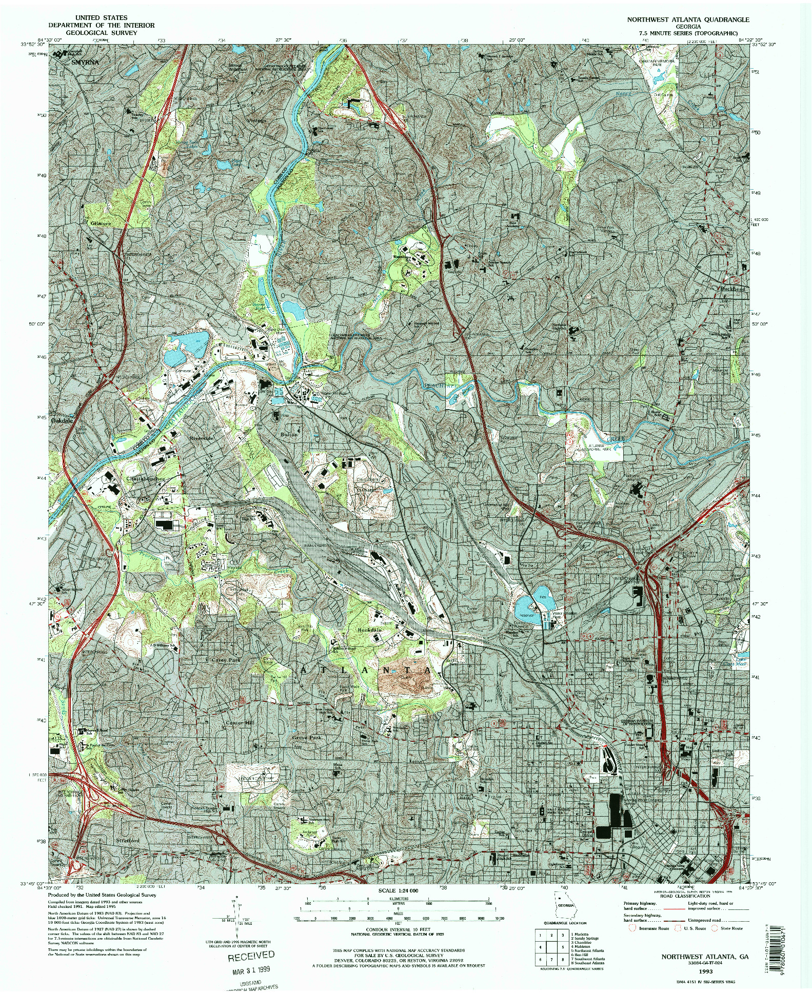 USGS 1:24000-SCALE QUADRANGLE FOR NORTHWEST ATLANTA, GA 1993