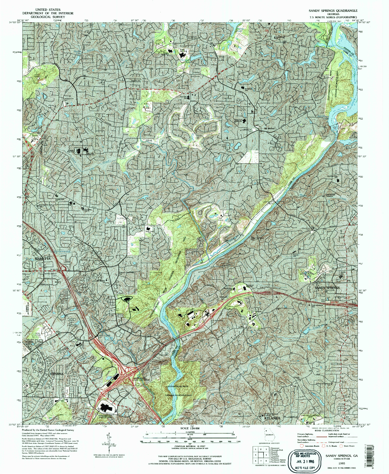 USGS 1:24000-SCALE QUADRANGLE FOR SANDY SPRINGS, GA 1993