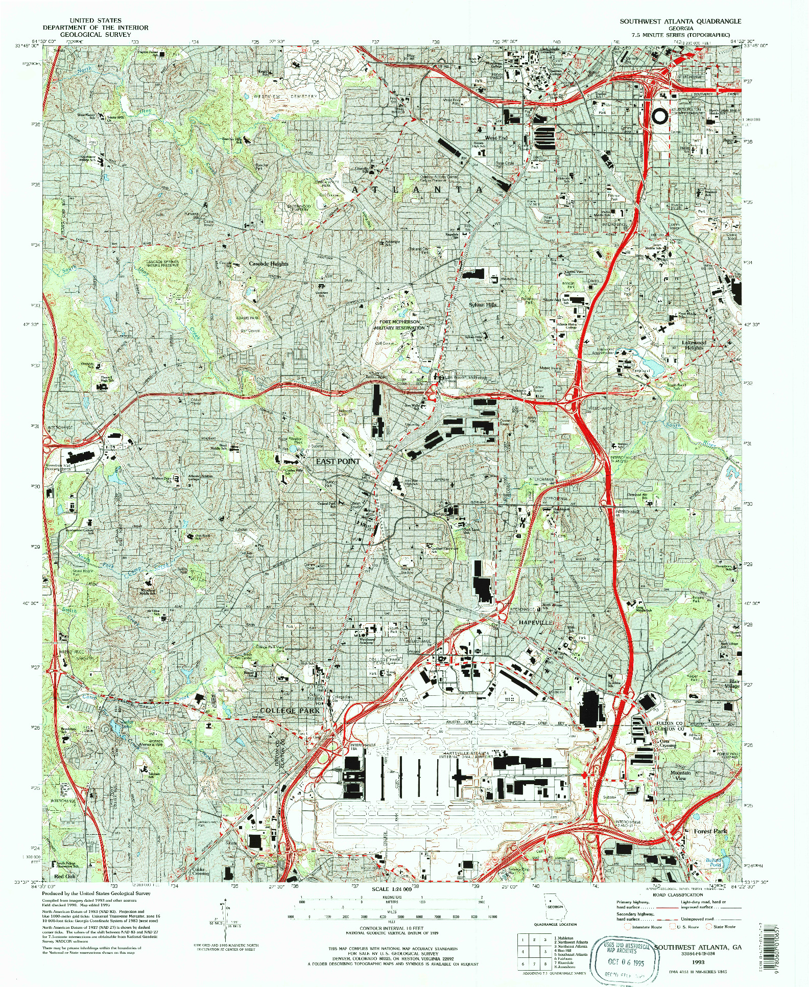 USGS 1:24000-SCALE QUADRANGLE FOR SOUTHWEST ATLANTA, GA 1993