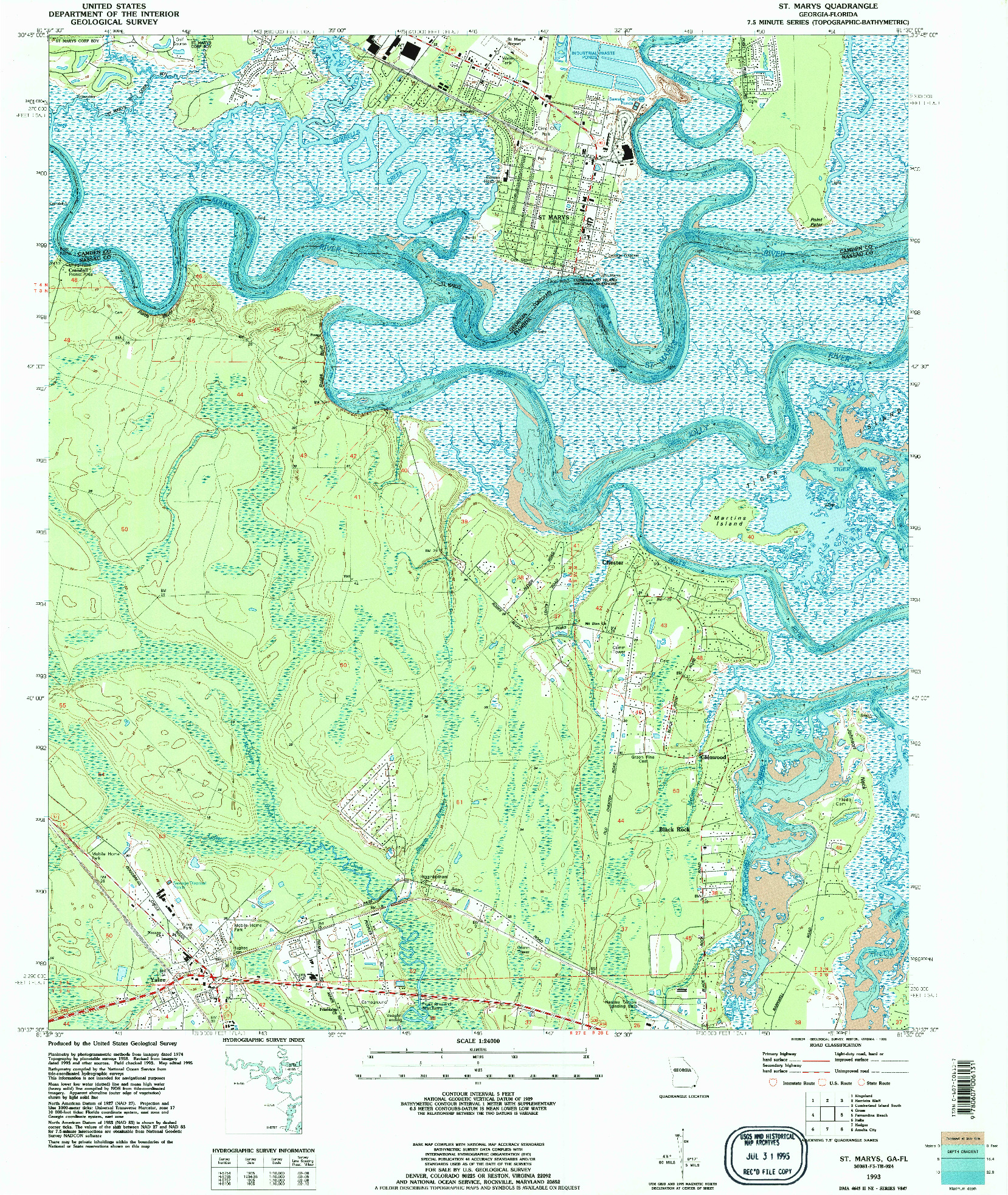 USGS 1:24000-SCALE QUADRANGLE FOR ST MARYS, GA 1993