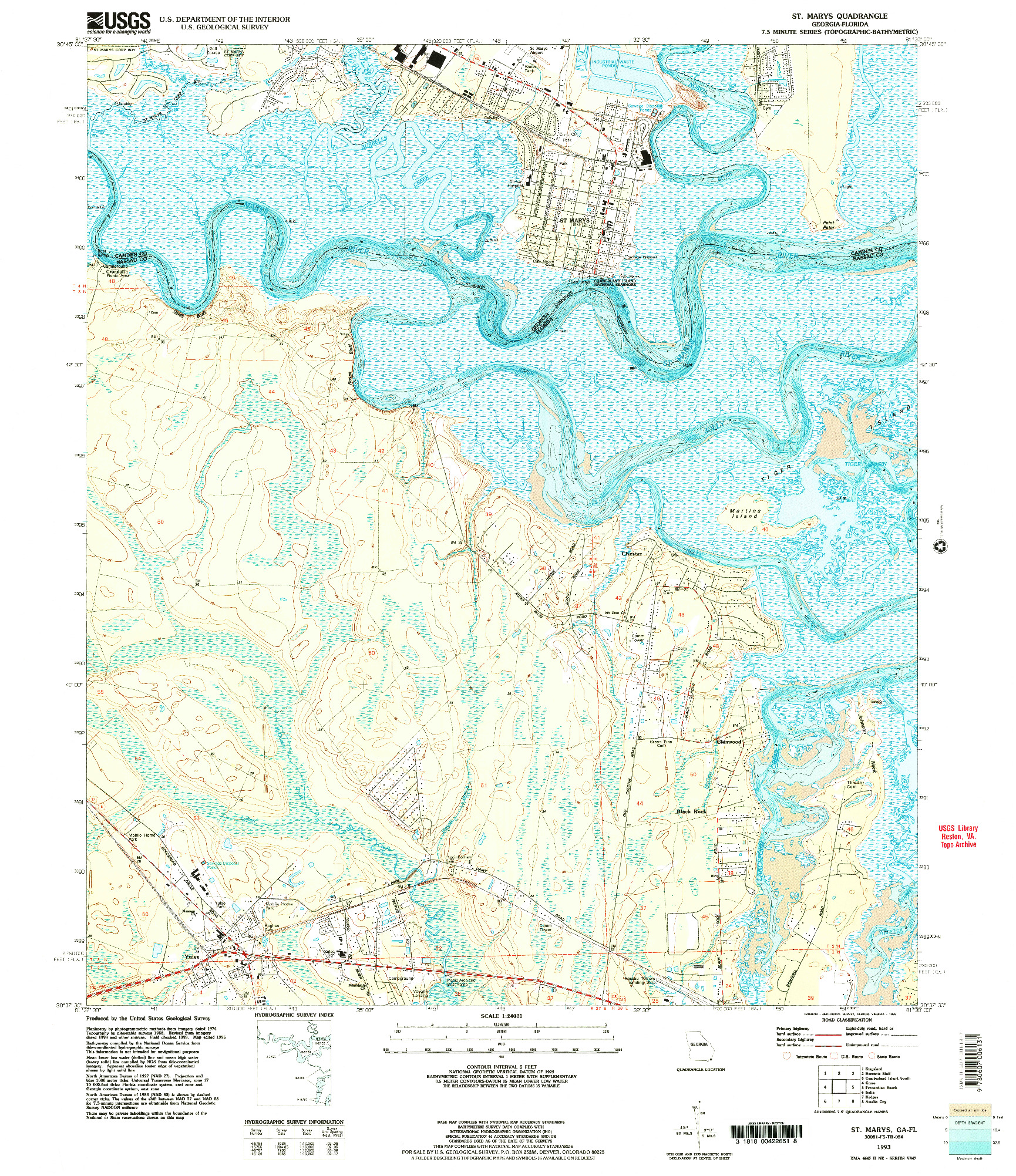 USGS 1:24000-SCALE QUADRANGLE FOR ST. MARYS, GA 1993