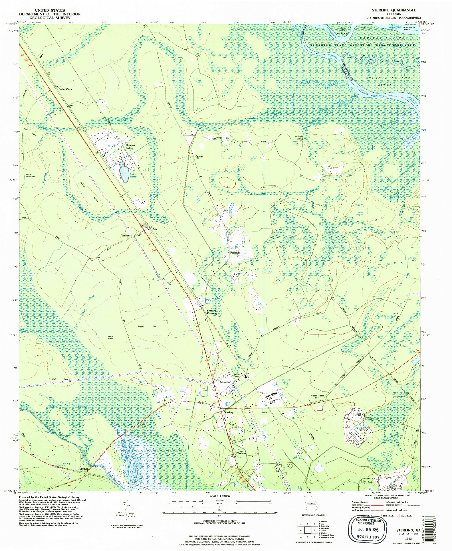 USGS 1:24000-SCALE QUADRANGLE FOR STERLING, GA 1993