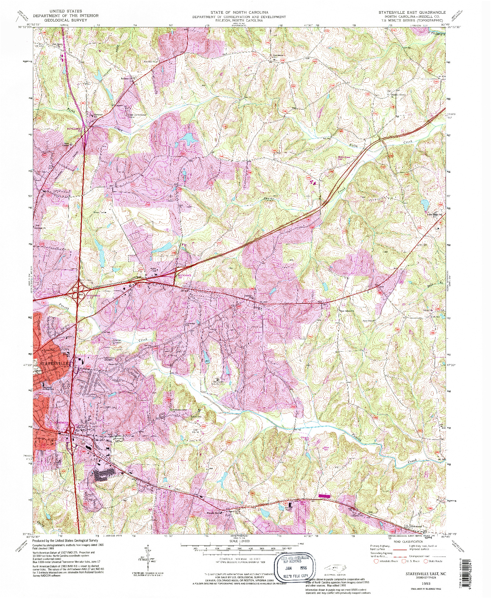 USGS 1:24000-SCALE QUADRANGLE FOR STATESVILLE EAST, NC 1993