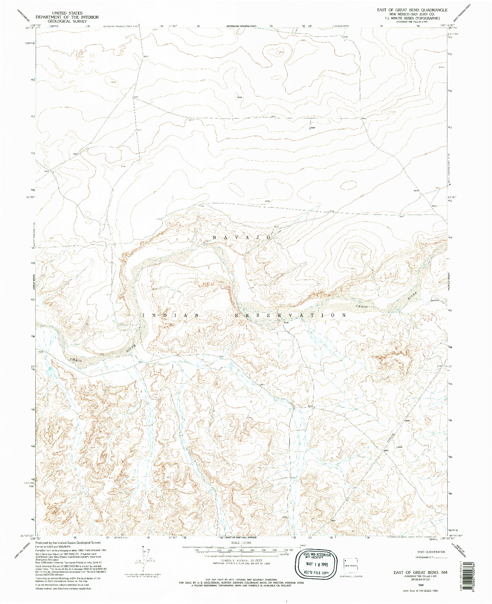 USGS 1:24000-SCALE QUADRANGLE FOR EAST OF GREAT BEND, NM 1966