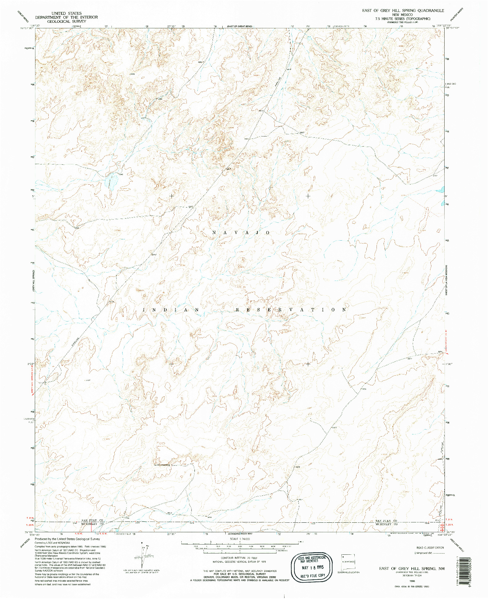 USGS 1:24000-SCALE QUADRANGLE FOR EAST OF GREY HILL SPRING, NM 1966
