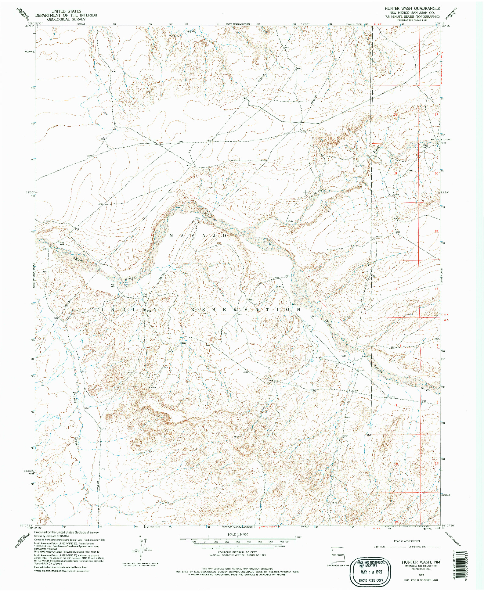 USGS 1:24000-SCALE QUADRANGLE FOR HUNTER WASH, NM 1966