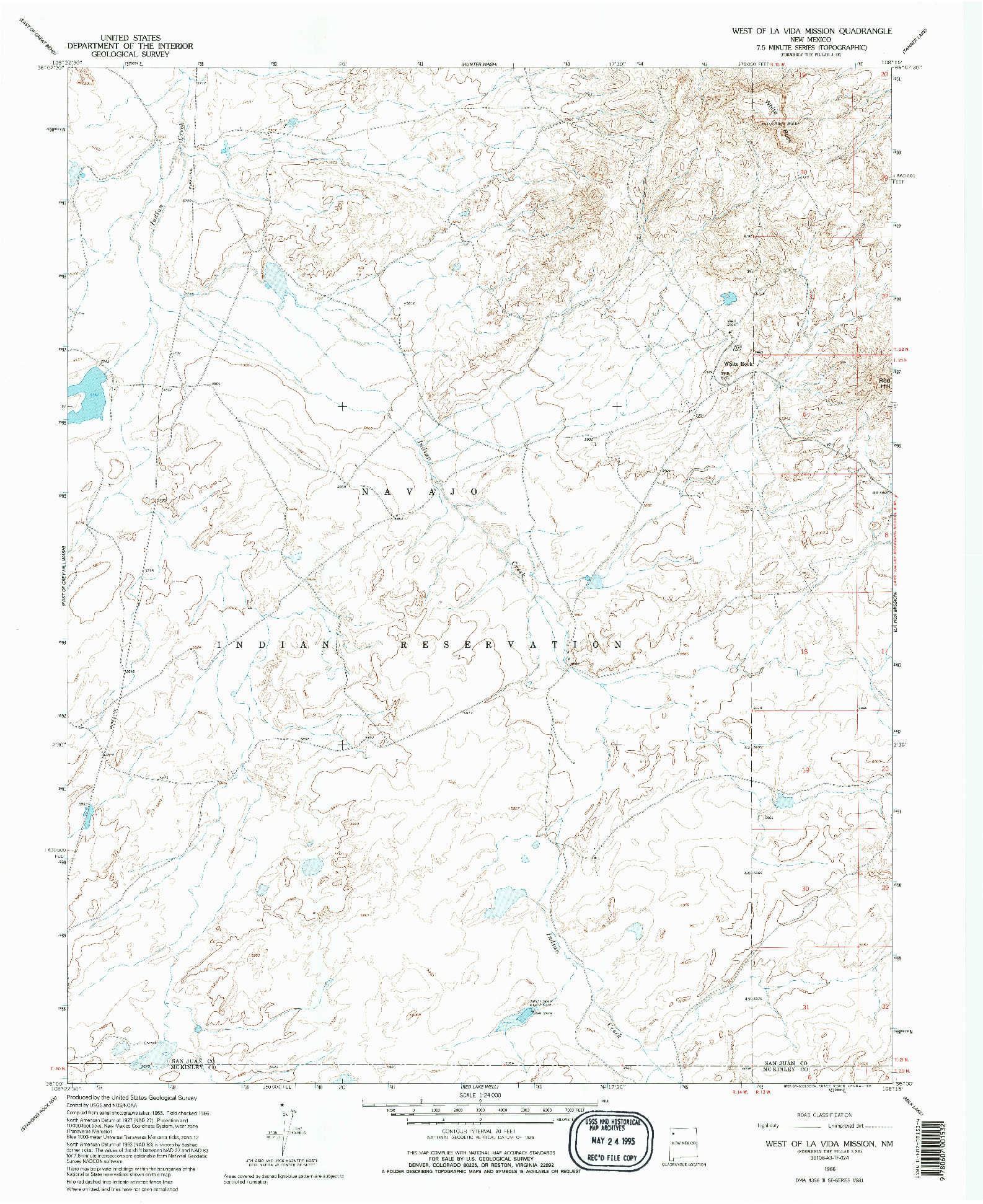 USGS 1:24000-SCALE QUADRANGLE FOR WEST OF LA VIDA MISSION, NM 1966