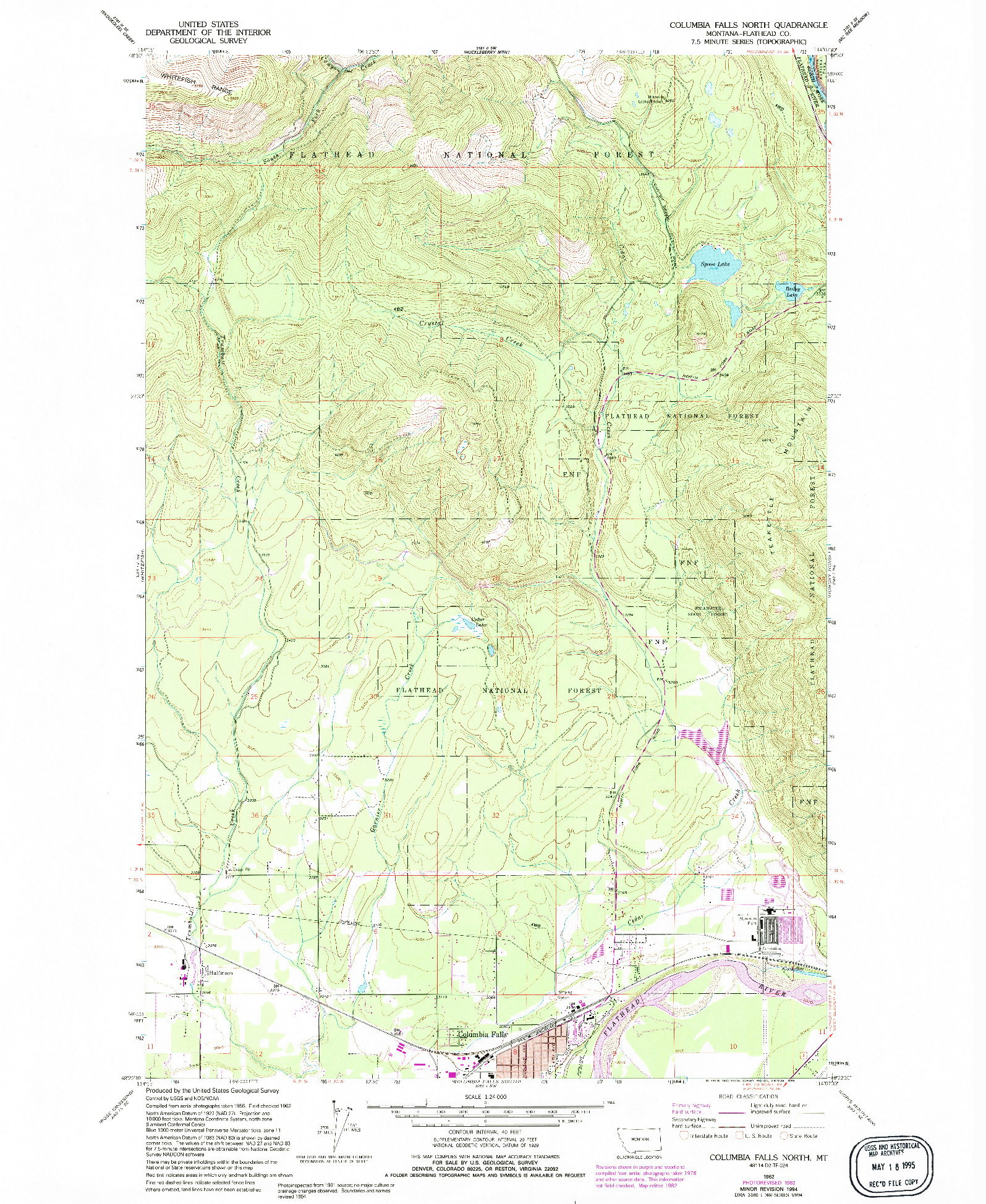 USGS 1:24000-SCALE QUADRANGLE FOR COLUMBIA FALLS NORTH, MT 1962