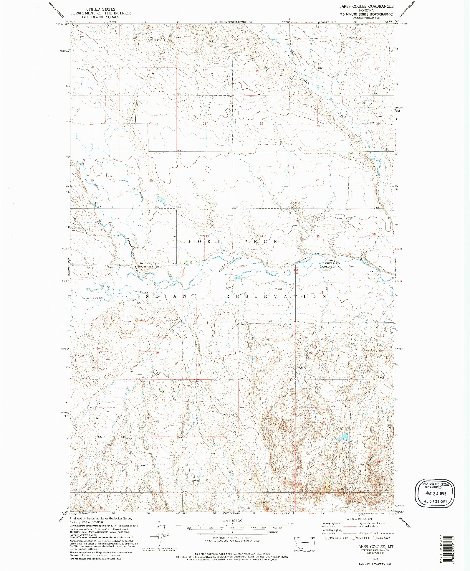 USGS 1:24000-SCALE QUADRANGLE FOR JAKES COULEE, MT 1973