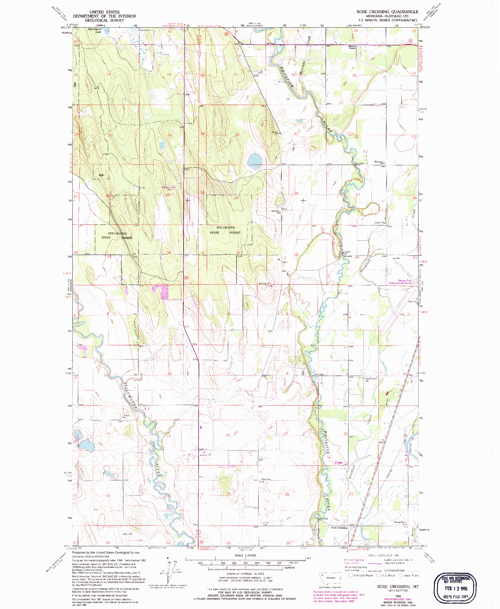 USGS 1:24000-SCALE QUADRANGLE FOR ROSE CROSSING, MT 1962