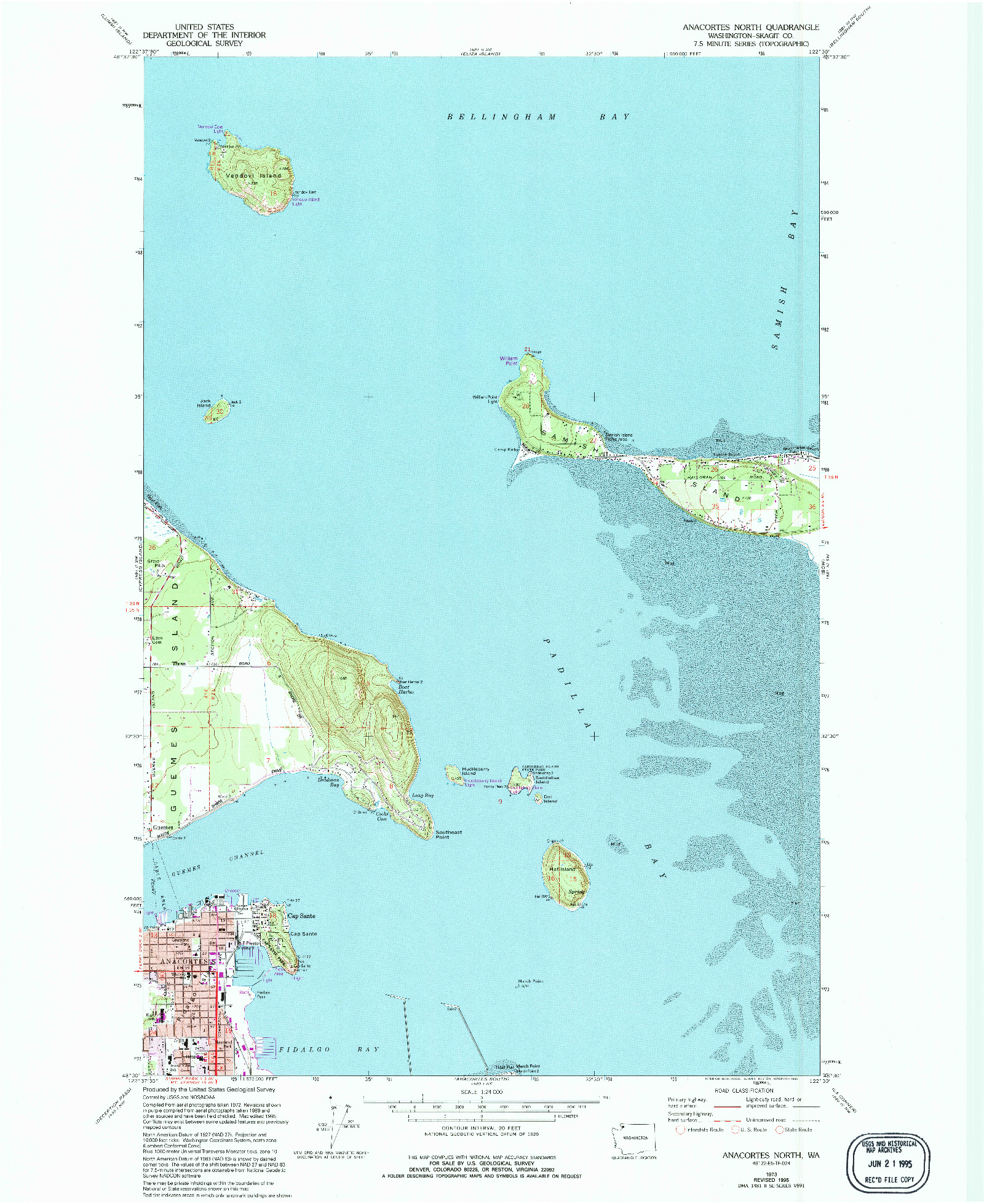 USGS 1:24000-SCALE QUADRANGLE FOR ANACORTES NORTH, WA 1973