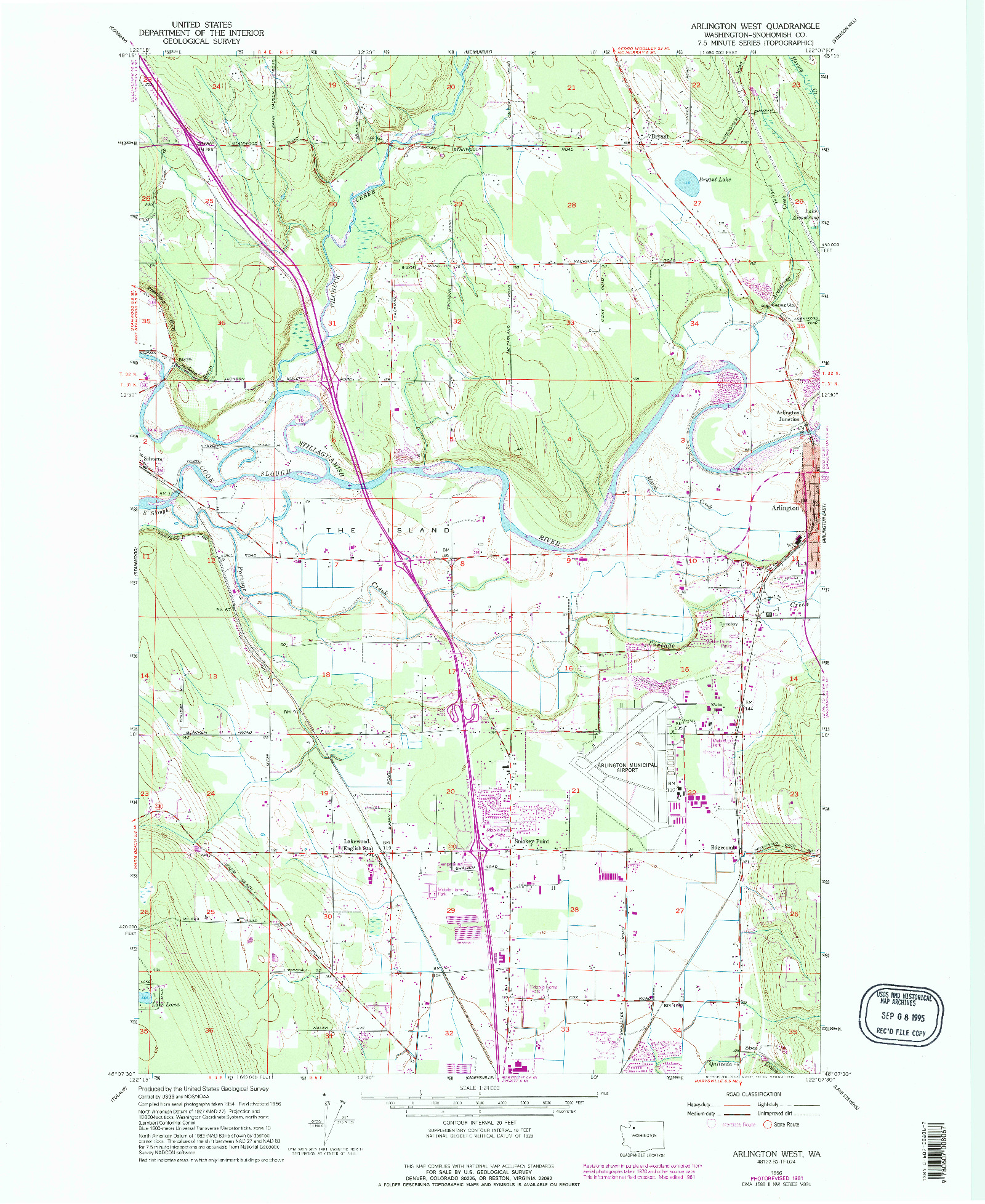 USGS 1:24000-SCALE QUADRANGLE FOR ARLINGTON WEST, WA 1956