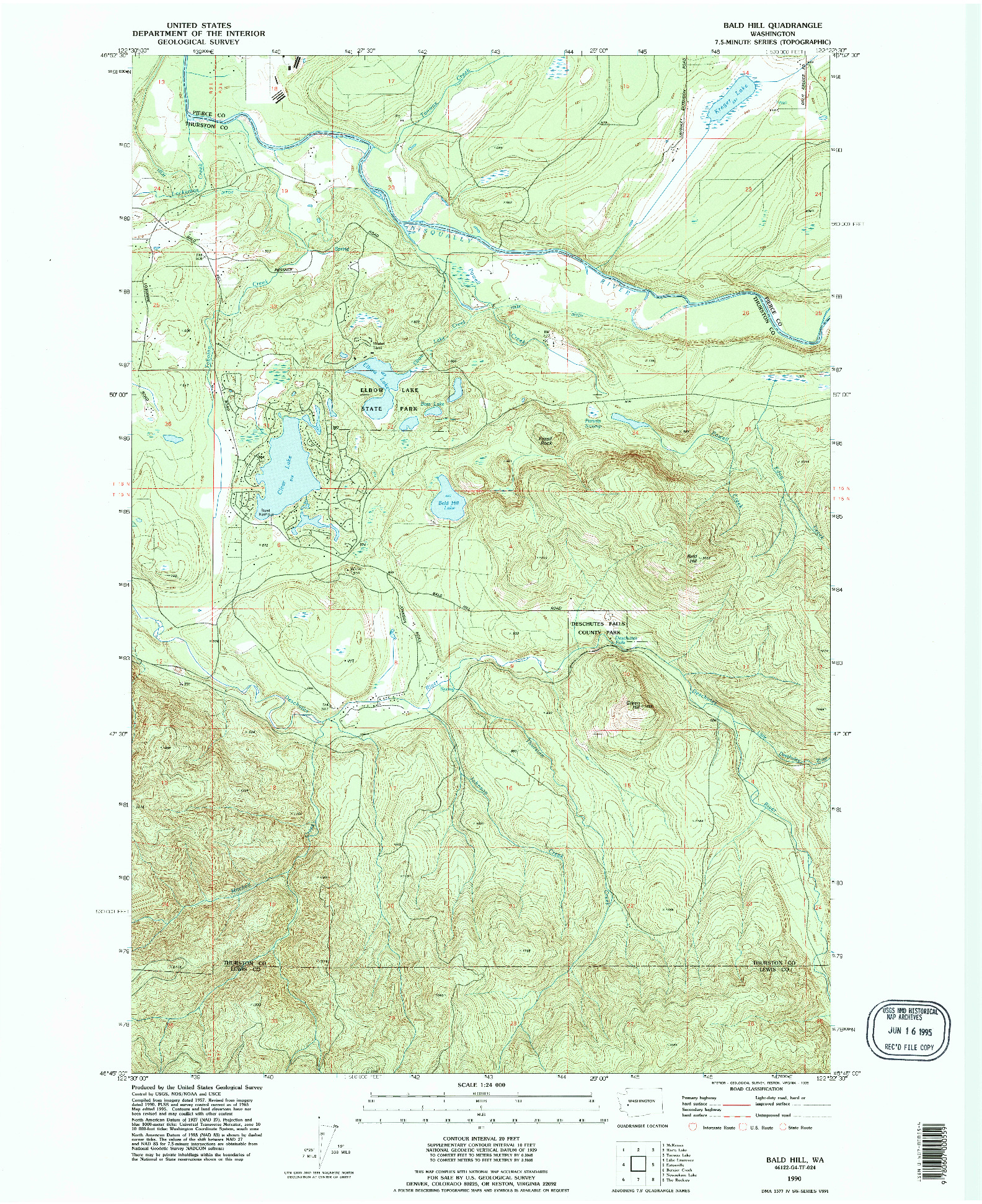 USGS 1:24000-SCALE QUADRANGLE FOR BALD HILL, WA 1990