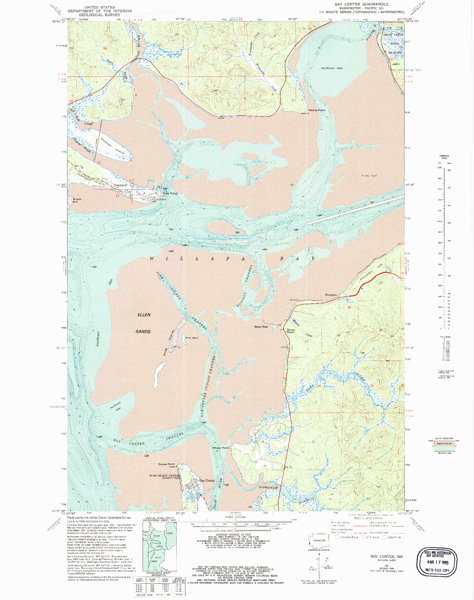 USGS 1:24000-SCALE QUADRANGLE FOR BAY CENTER, WA 1957