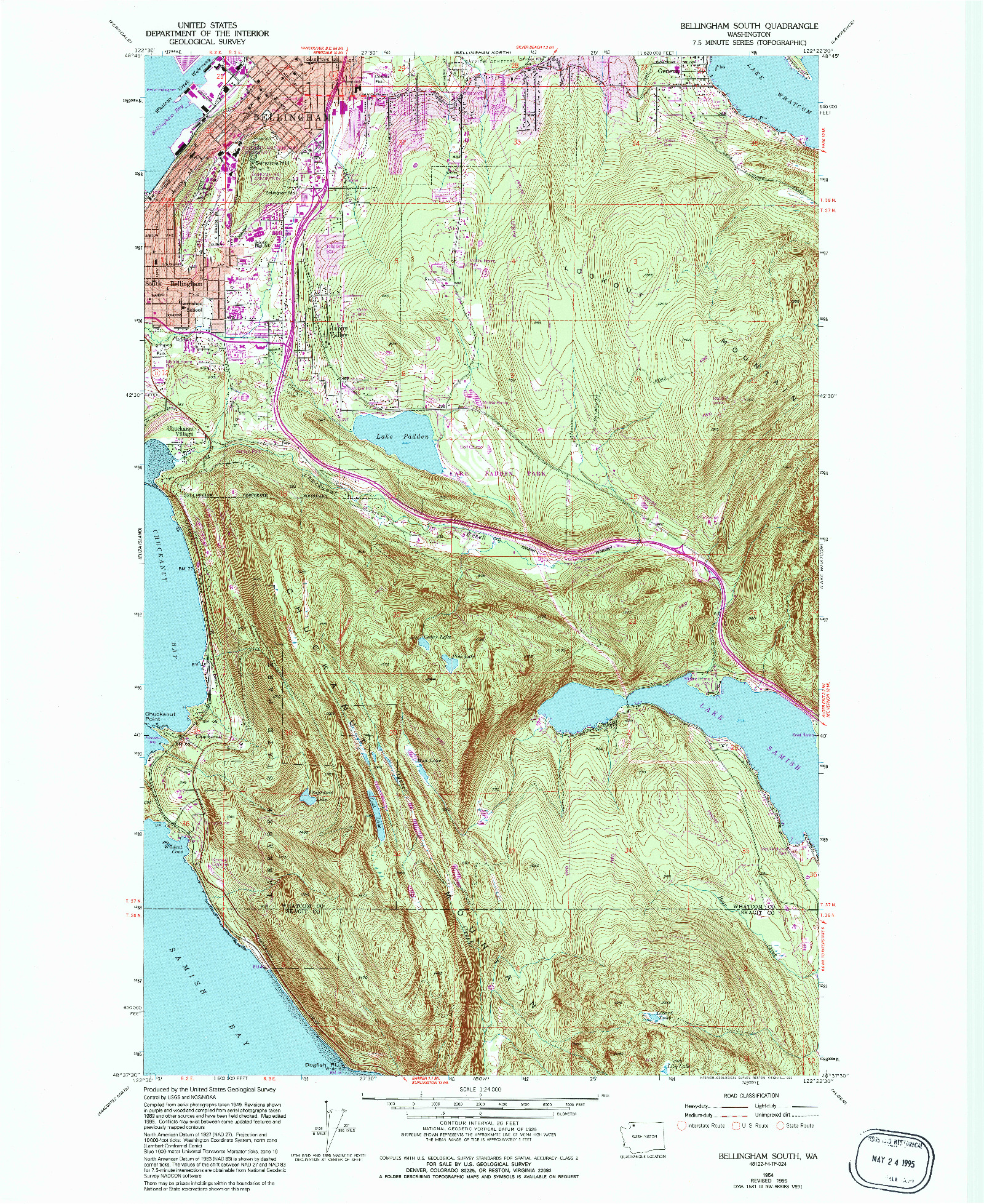 USGS 1:24000-SCALE QUADRANGLE FOR BELLINGHAM SOUTH, WA 1954