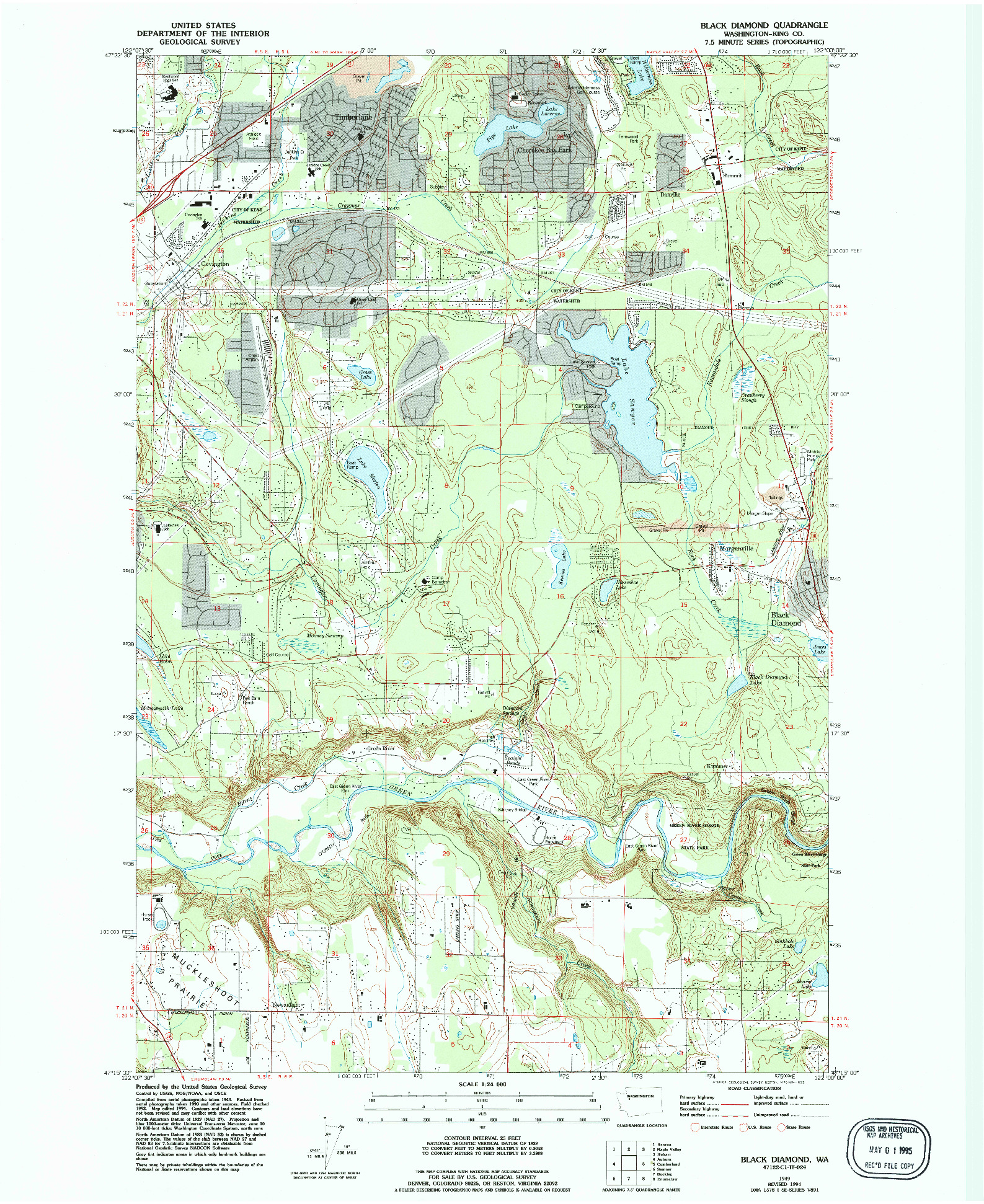 USGS 1:24000-SCALE QUADRANGLE FOR BLACK DIAMOND, WA 1949