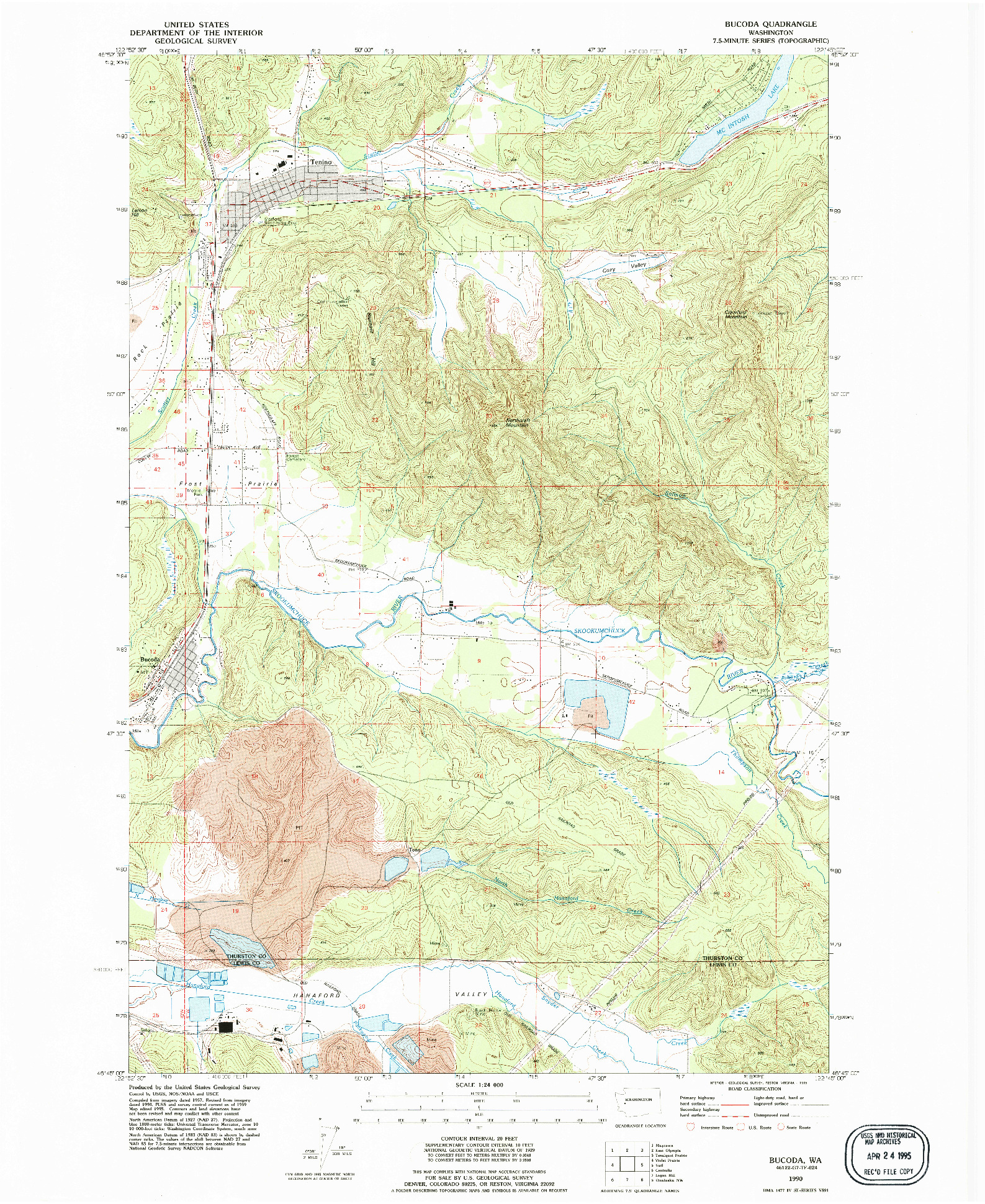 USGS 1:24000-SCALE QUADRANGLE FOR BUCODA, WA 1990