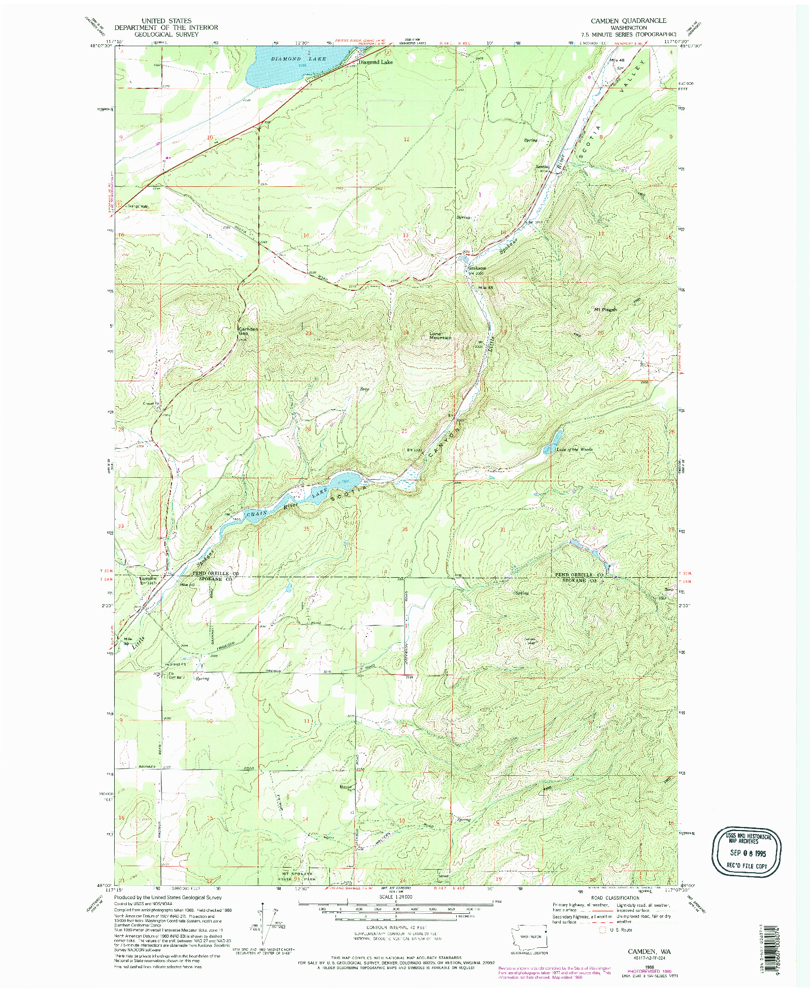 USGS 1:24000-SCALE QUADRANGLE FOR CAMDEN, WA 1968