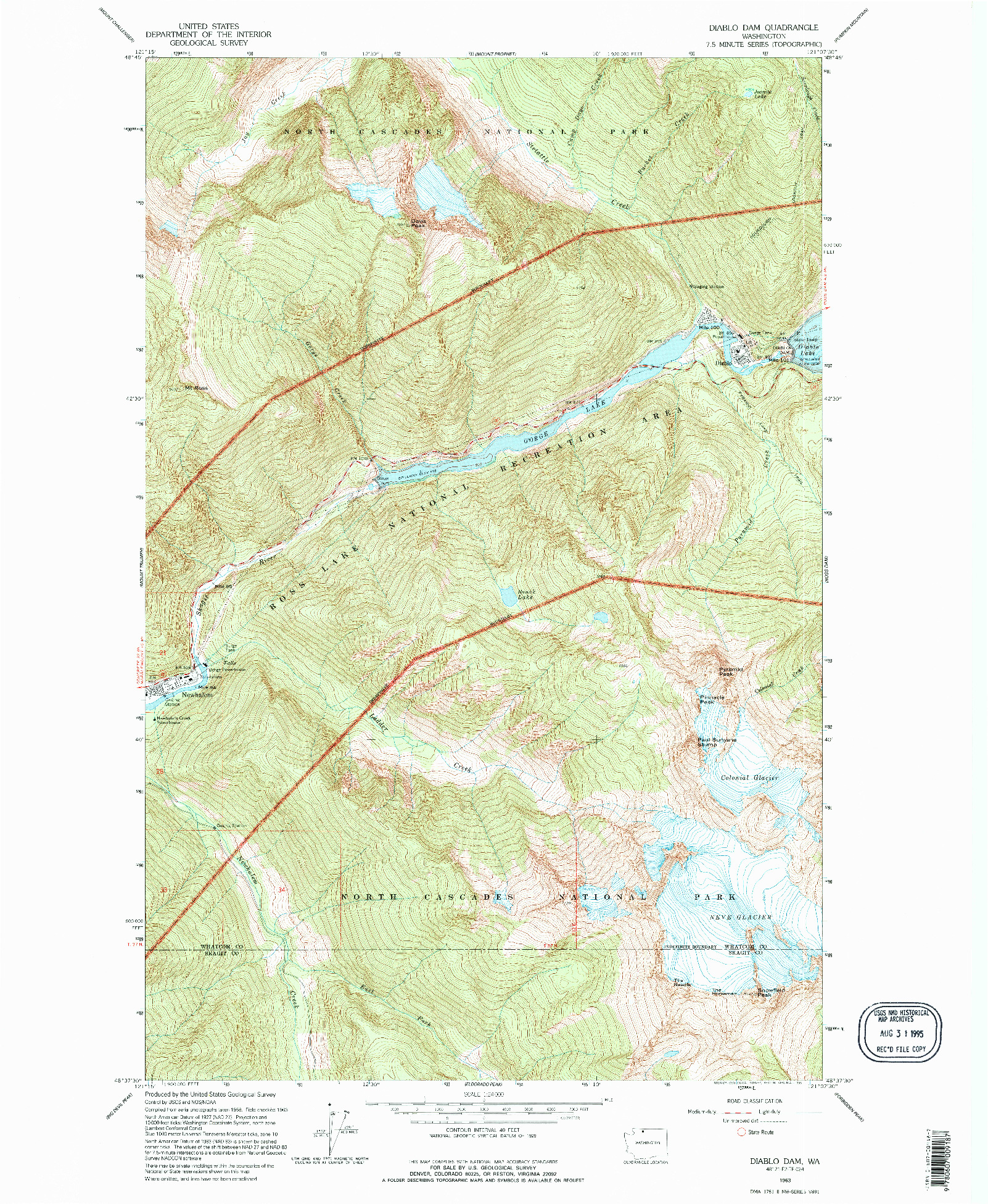 USGS 1:24000-SCALE QUADRANGLE FOR DIABLO DAM, WA 1963