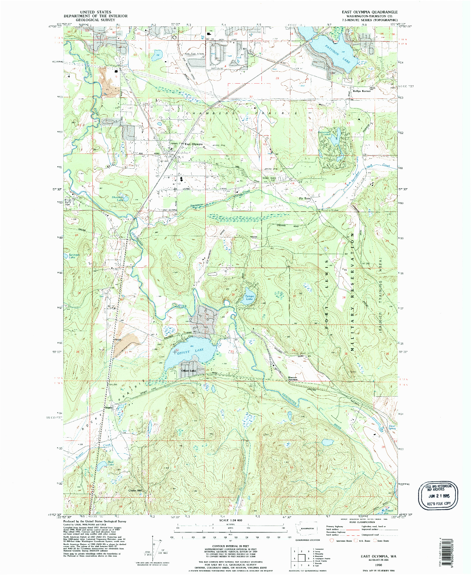 USGS 1:24000-SCALE QUADRANGLE FOR EAST OLYMPIA, WA 1990