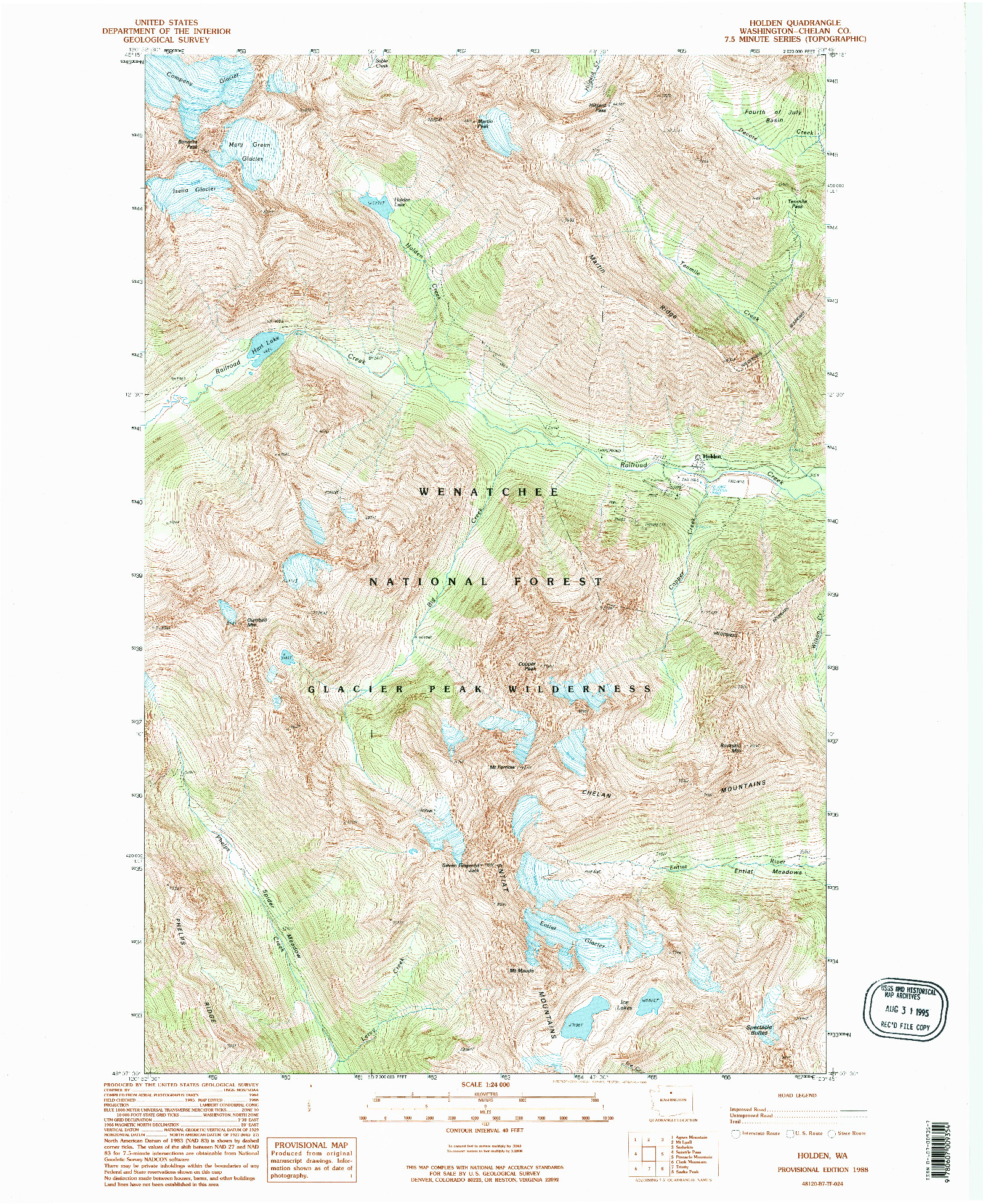 USGS 1:24000-SCALE QUADRANGLE FOR HOLDEN, WA 1988