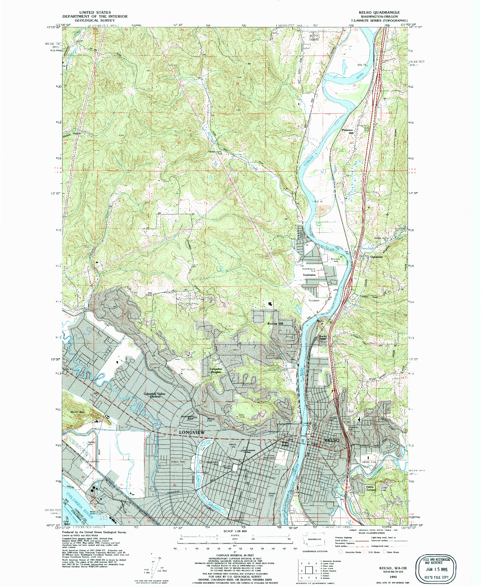 USGS 1:24000-SCALE QUADRANGLE FOR KELSO, WA 1990