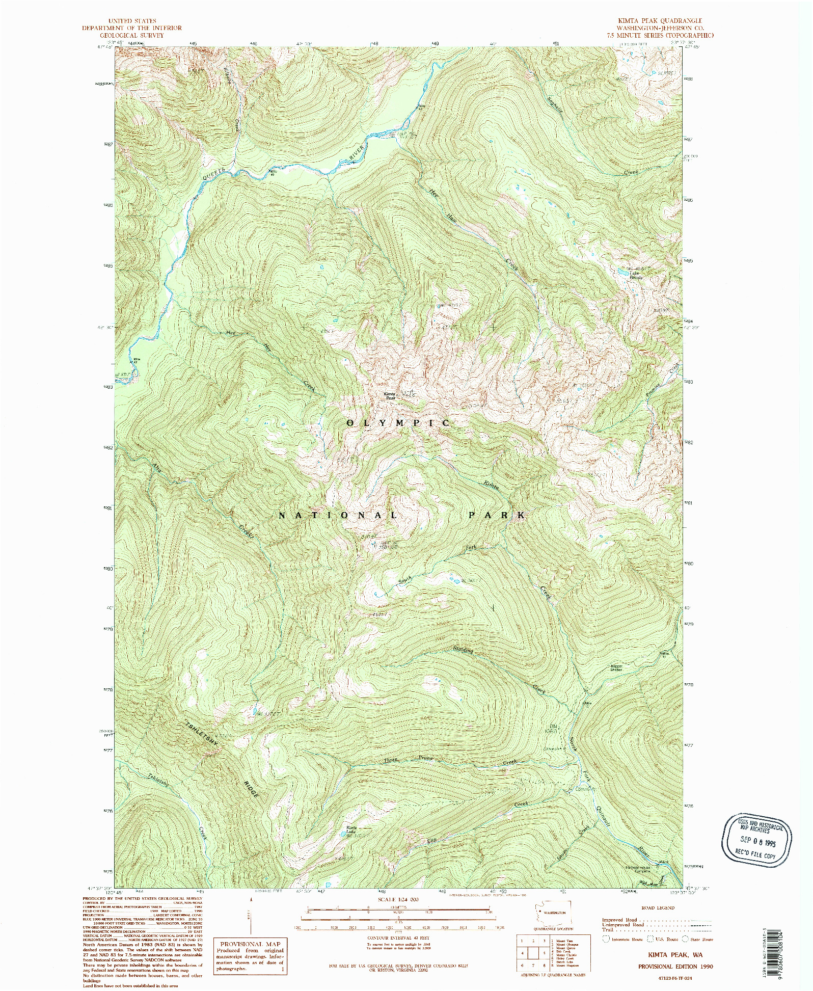 USGS 1:24000-SCALE QUADRANGLE FOR KIMTA PEAK, WA 1990