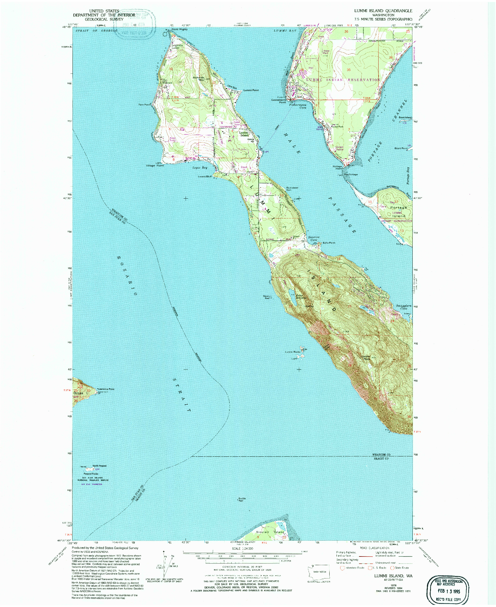 USGS 1:24000-SCALE QUADRANGLE FOR LUMMI ISLAND, WA 1978
