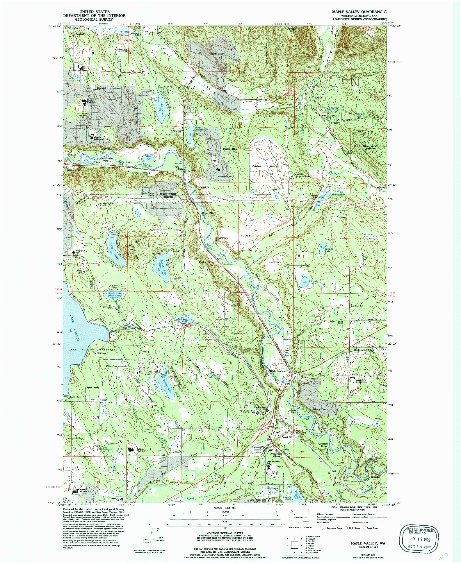 USGS 1:24000-SCALE QUADRANGLE FOR MAPLE VALLEY, WA 1995