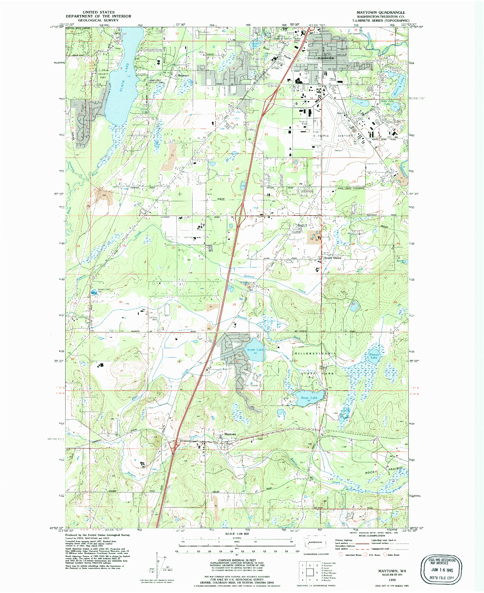 USGS 1:24000-SCALE QUADRANGLE FOR MAYTOWN, WA 1990