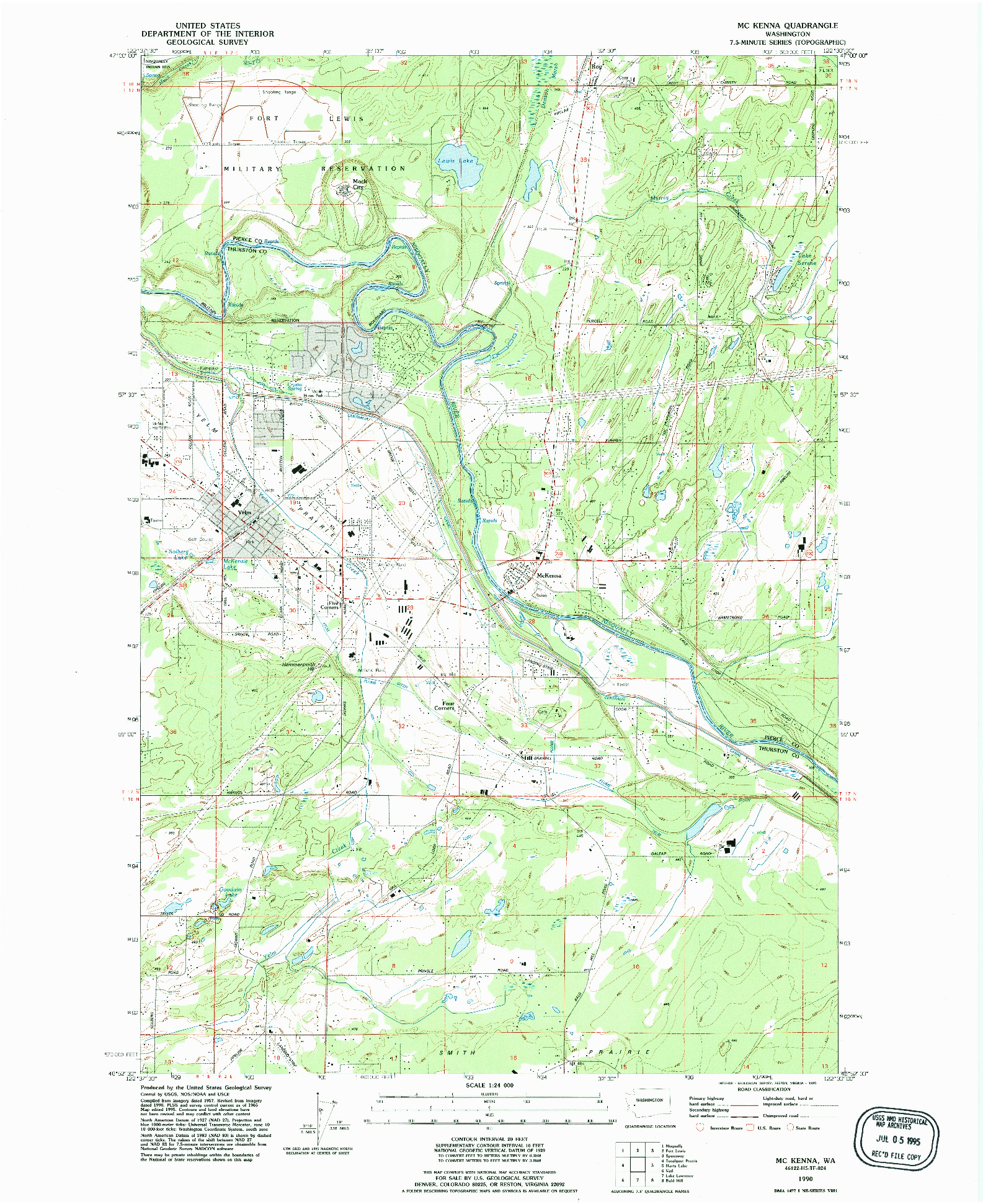 USGS 1:24000-SCALE QUADRANGLE FOR MC KENNA, WA 1990