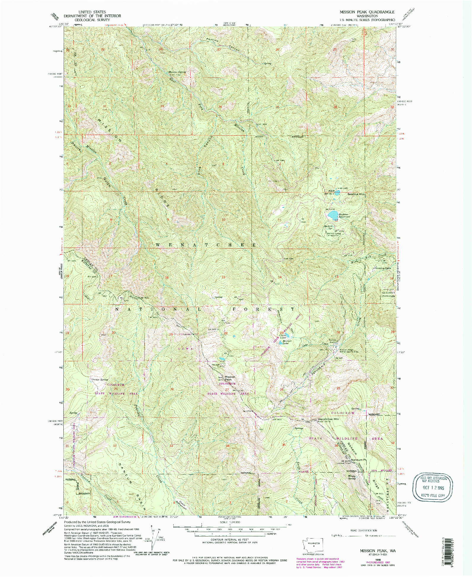 USGS 1:24000-SCALE QUADRANGLE FOR MISSION PEAK, WA 1966