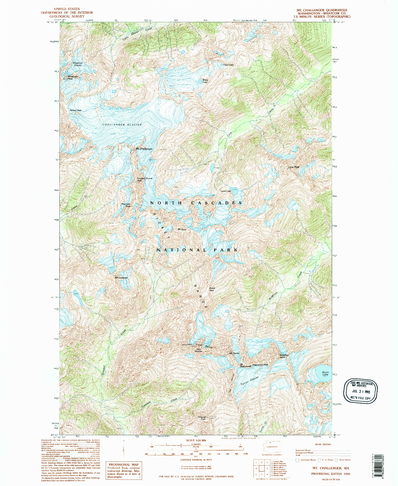 USGS 1:24000-SCALE QUADRANGLE FOR MT CHALLENGER, WA 1989