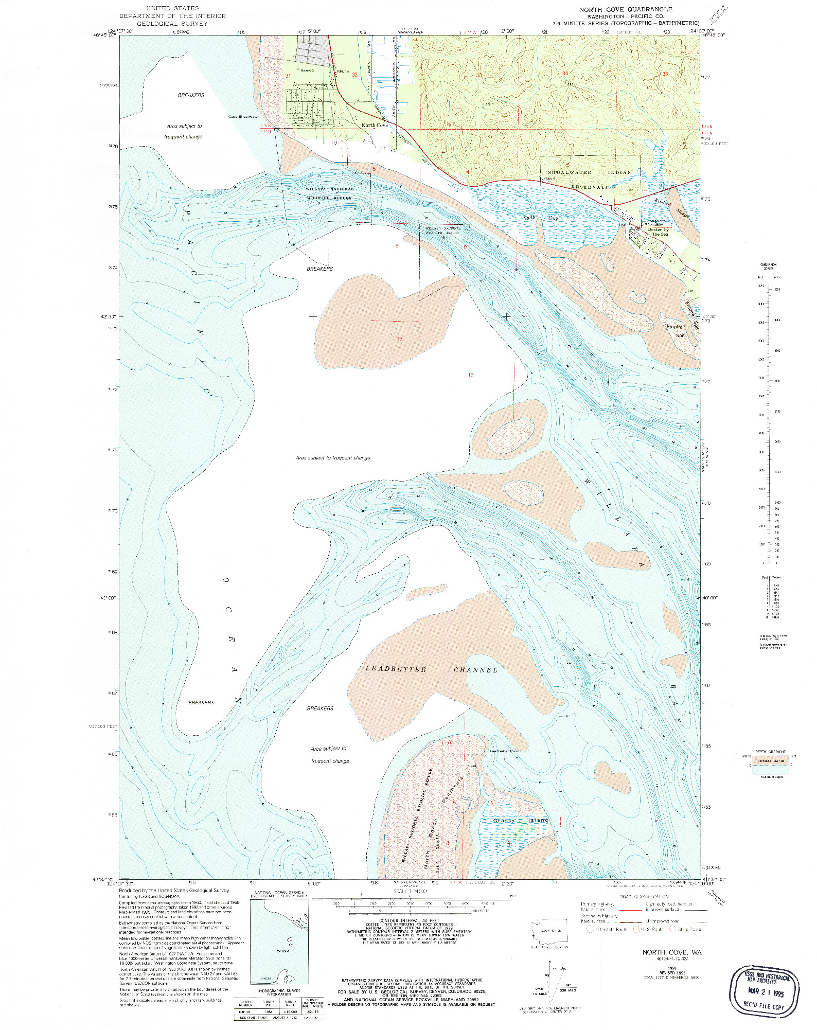 USGS 1:24000-SCALE QUADRANGLE FOR NORTH COVE, WA 1956