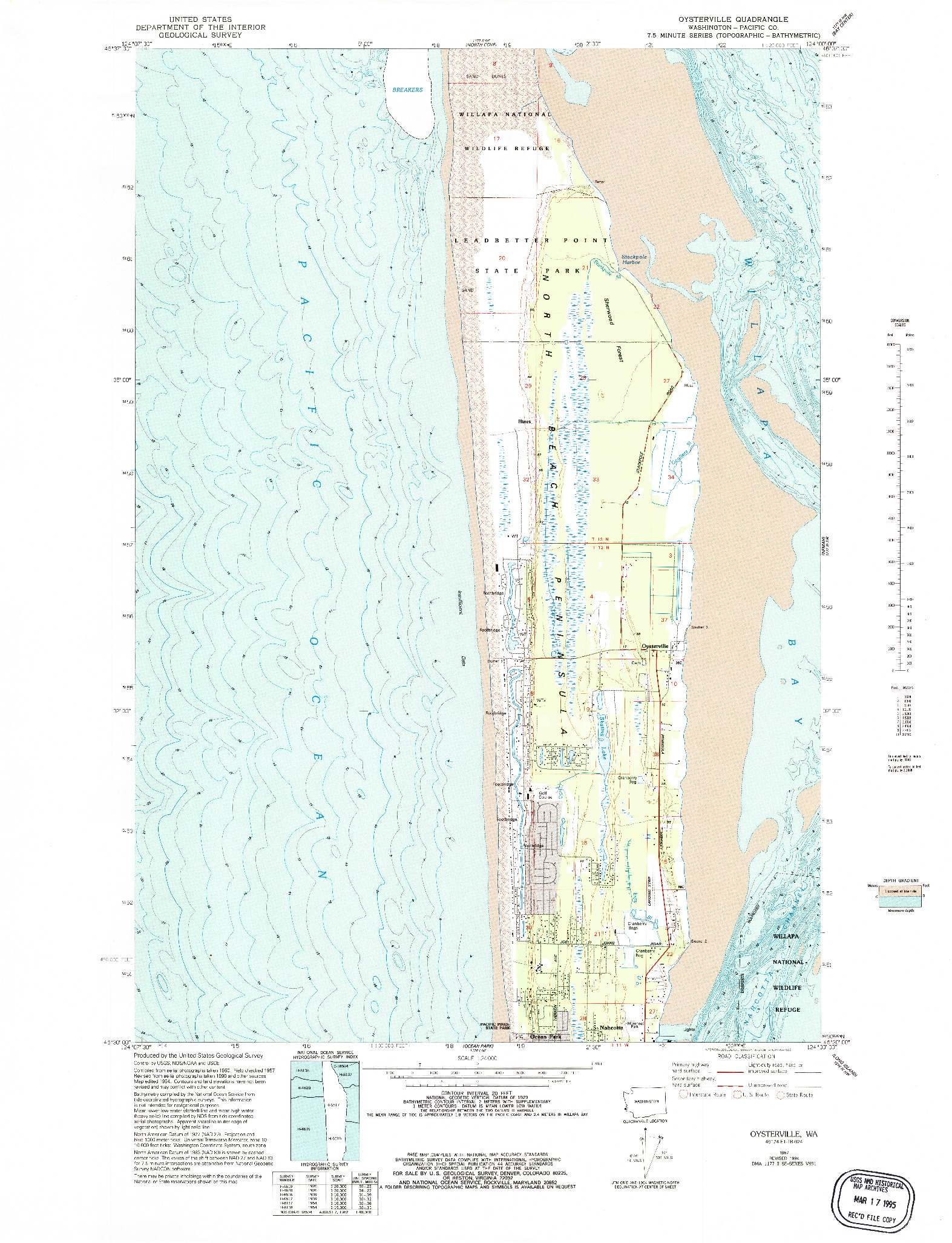 USGS 1:24000-SCALE QUADRANGLE FOR OYSTERVILLE, WA 1957