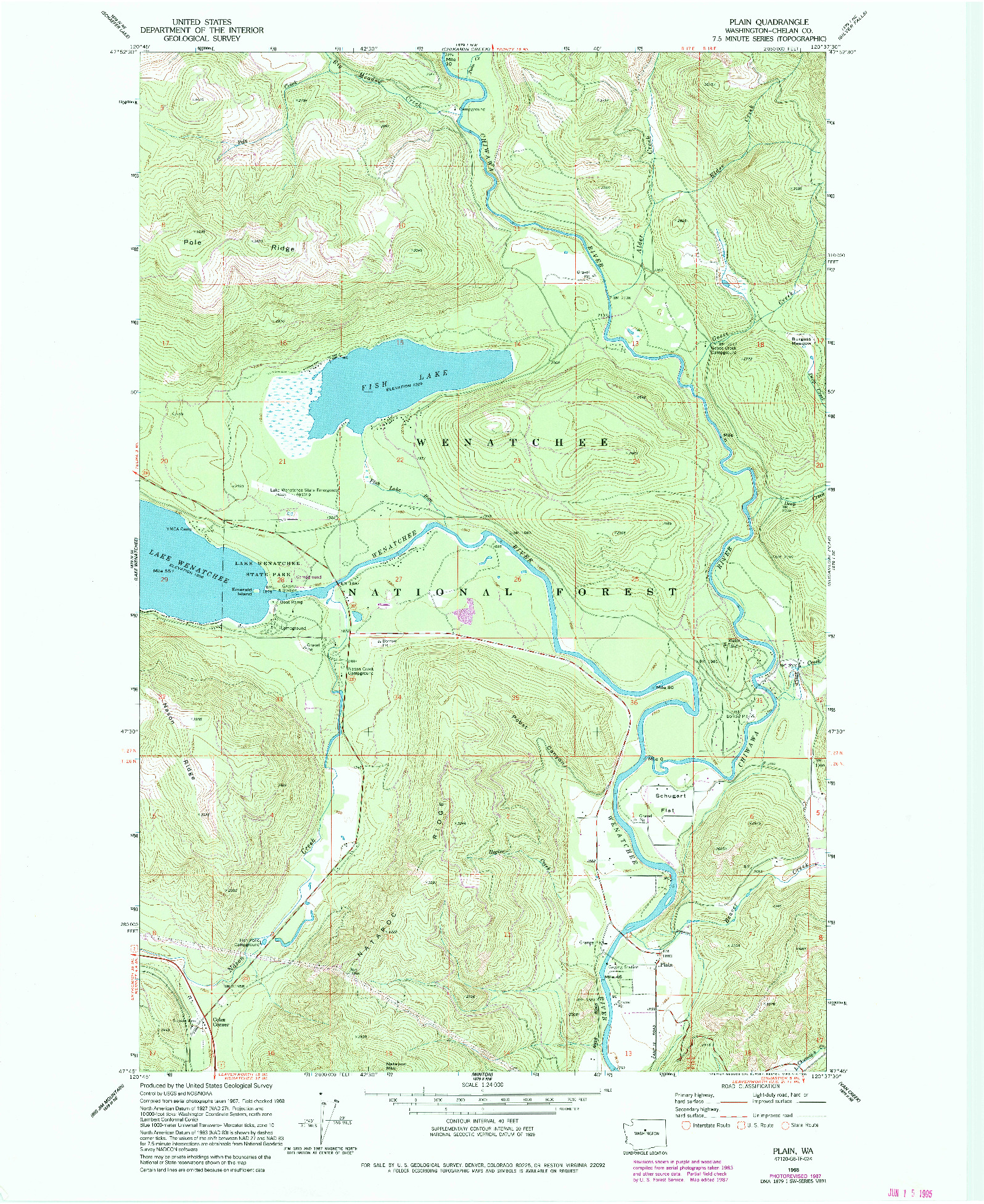 USGS 1:24000-SCALE QUADRANGLE FOR PLAIN, WA 1968