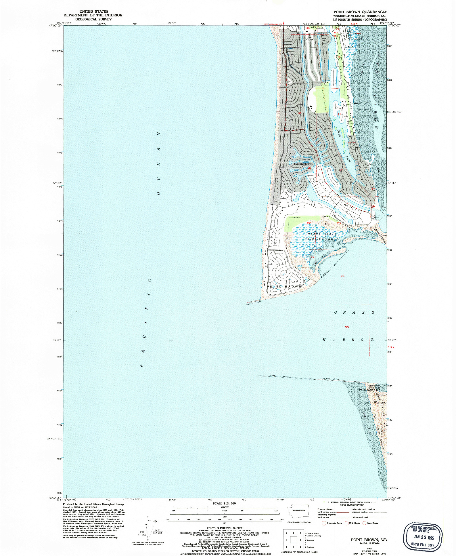 USGS 1:24000-SCALE QUADRANGLE FOR POINT BROWN, WA 1955