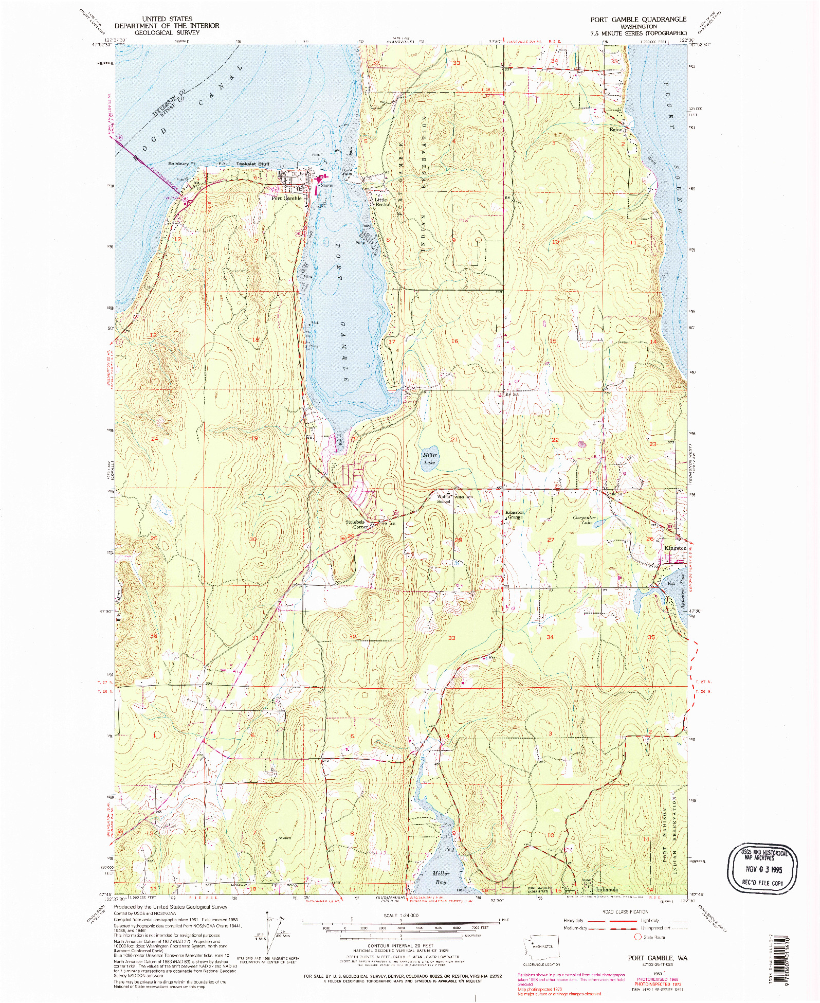 USGS 1:24000-SCALE QUADRANGLE FOR PORT GAMBLE, WA 1953