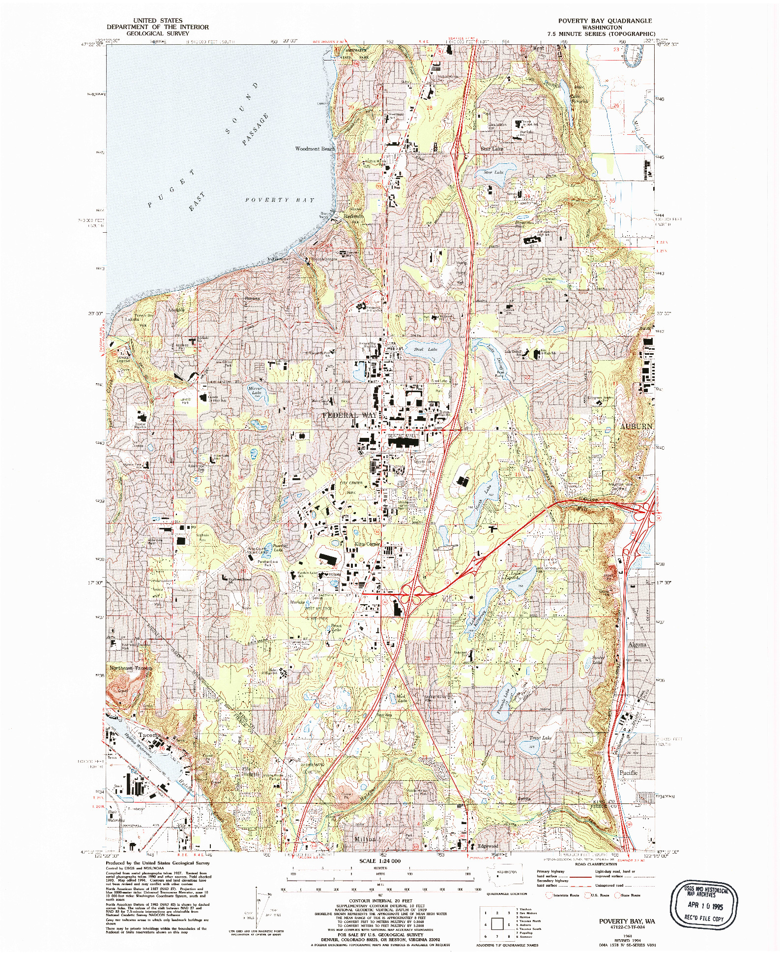 USGS 1:24000-SCALE QUADRANGLE FOR POVERTY BAY, WA 1961